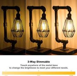 Ganiude Steampunk Table Lamp, Industrial Desk Lamp with USB Ports