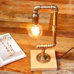 Modern Vintage Rustic Steampunk Table Lamp Light Bronze Solid Wood Water Pipe Desk Lamps for Bedroom Bar Club Bedroom Living Room Hotel Coffee Shop 