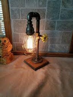 Mr. Willies Natural Industrial Pipe Desk Lamp with Valve Switch- Edison Bulb, Dorm-Table-Home Decor-Desk Accessory, Red