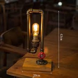 Modern Lamps American Style Industrial Table Light Creative Water Pipe Table Lamp Bedroom Bedside Lamp Edison Bulb Dimming Reading Desk Lamp Decor (