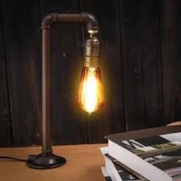 Industrial Vintage Water Pipe Table Lamp E27 Bulb Light Table Lantern Desk Lamp Antique Bronze Bar Lights Led Decor Lampe Murale