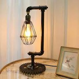 Rustic Industrial Edison Steampunk Lamps Water Pipe Desk Light Fixture