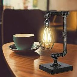 Industrial Table Lamp,Touch Control 3 Way Dimmable,2 Fast USB Ports,Iron Steampunk Water Pipe Edison Bulb Lamp,Bird Cage Lampshade Bedside Lamp for 