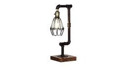 Chandelier Lighting Loft Vintage Industrial Water Pipe Wood Table Light E27 Edison Wrought Iron Desk Accent Lamp Shade for Bedside Cafe Bar Corridor 