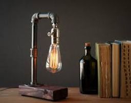 Edison lamp-Rustic home decor-Steampunk lamp-Unique table lamp-Industrial lighting-Housewarming gift for men-Desk lamp-Bedside lamp B