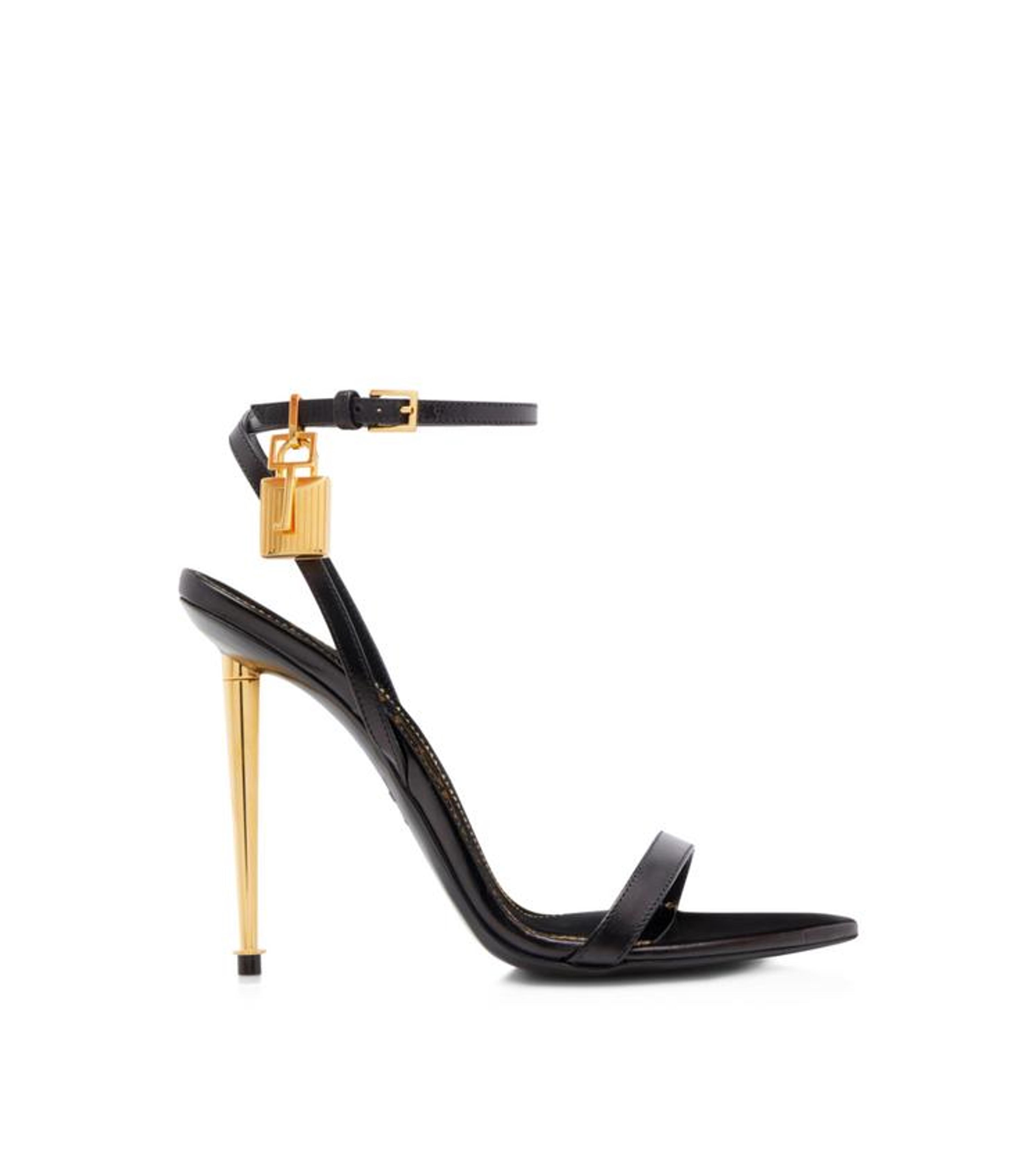 Tom Ford SHINY LEATHER PADLOCK POINTY NAKED SANDAL | TomFord.com