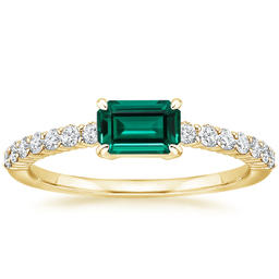 18K Yellow Gold Beatrice Lab Created Emerald and Diamond Ring (1/4 ct. tw.)