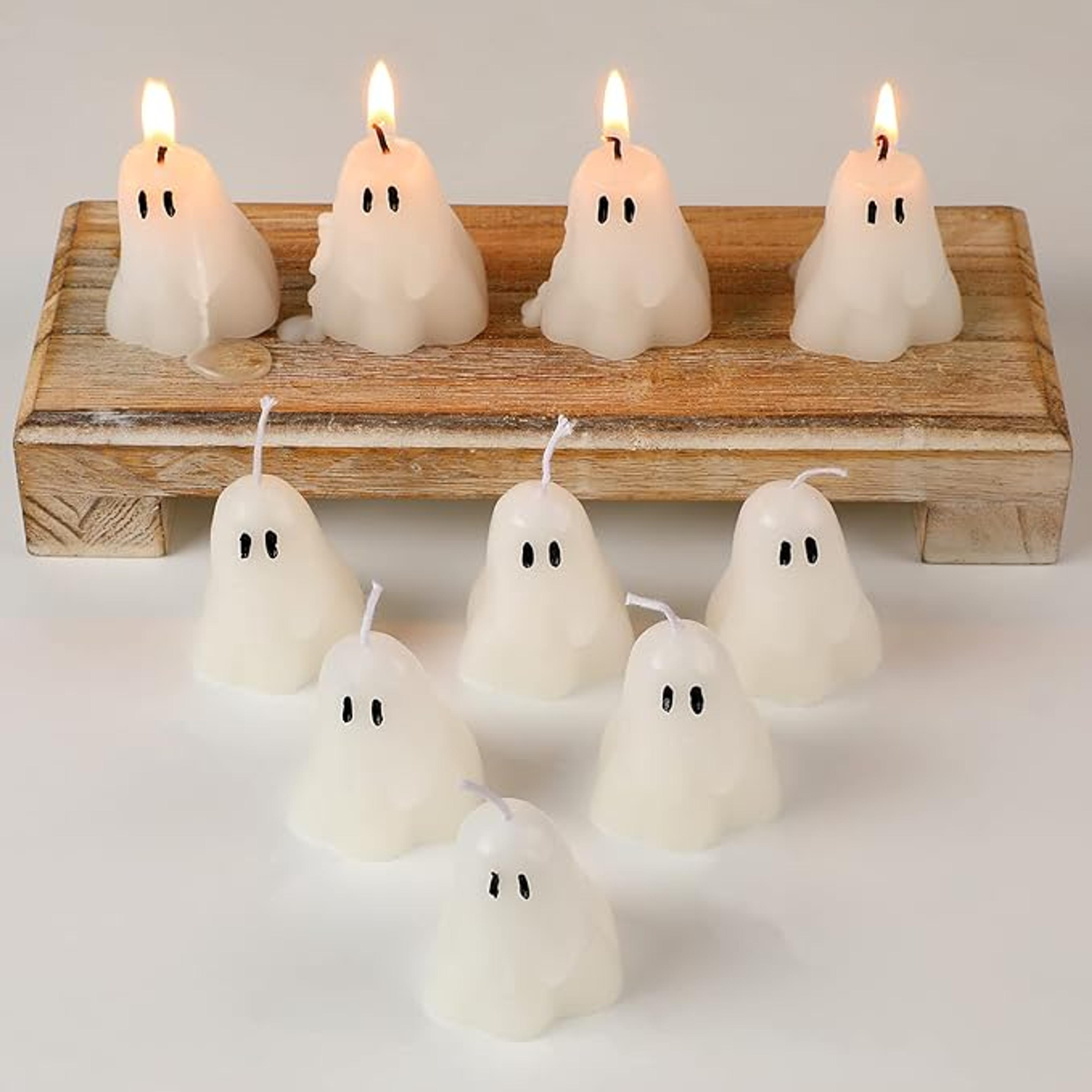 10 Pieces Halloween Candles Decor Ghost Burning Candles Soy Wax White Halloween Decor Candles for Halloween Party Decorations : Amazon.de: Home & Kitchen