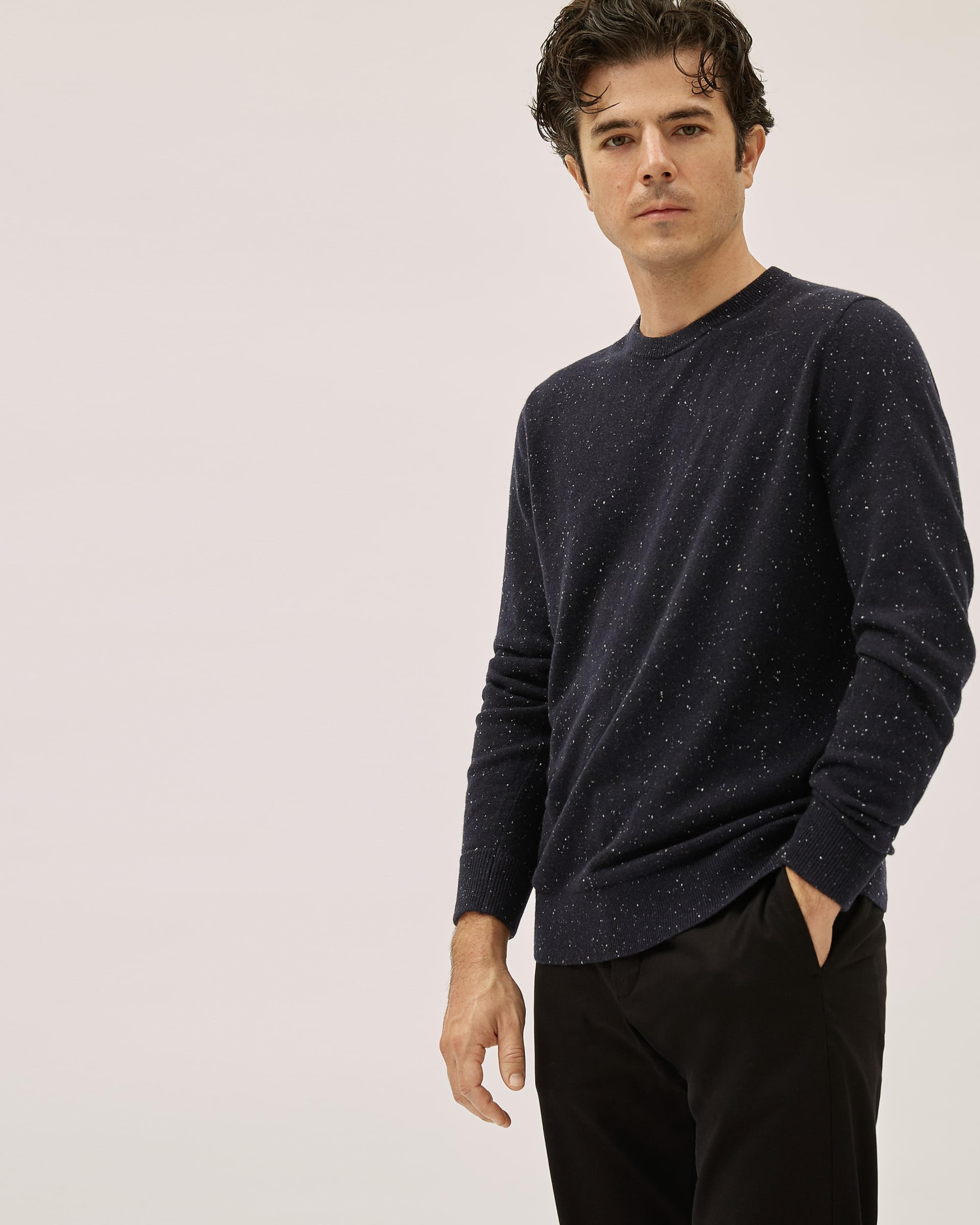 The Grade-A Cashmere Crew Dark Navy Donegal – Everlane