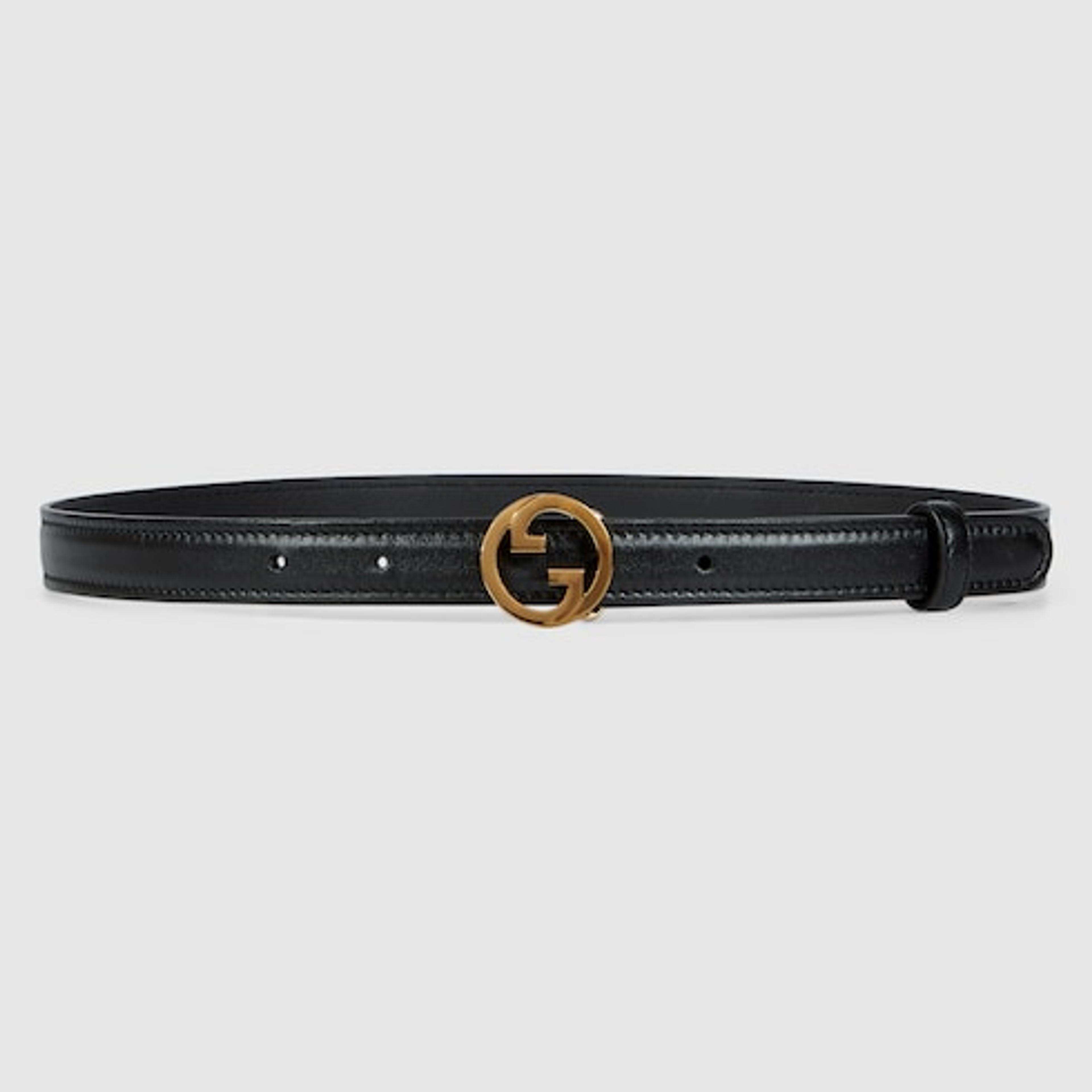 Gucci Blondie thin belt in black leather | GUCCI® CH