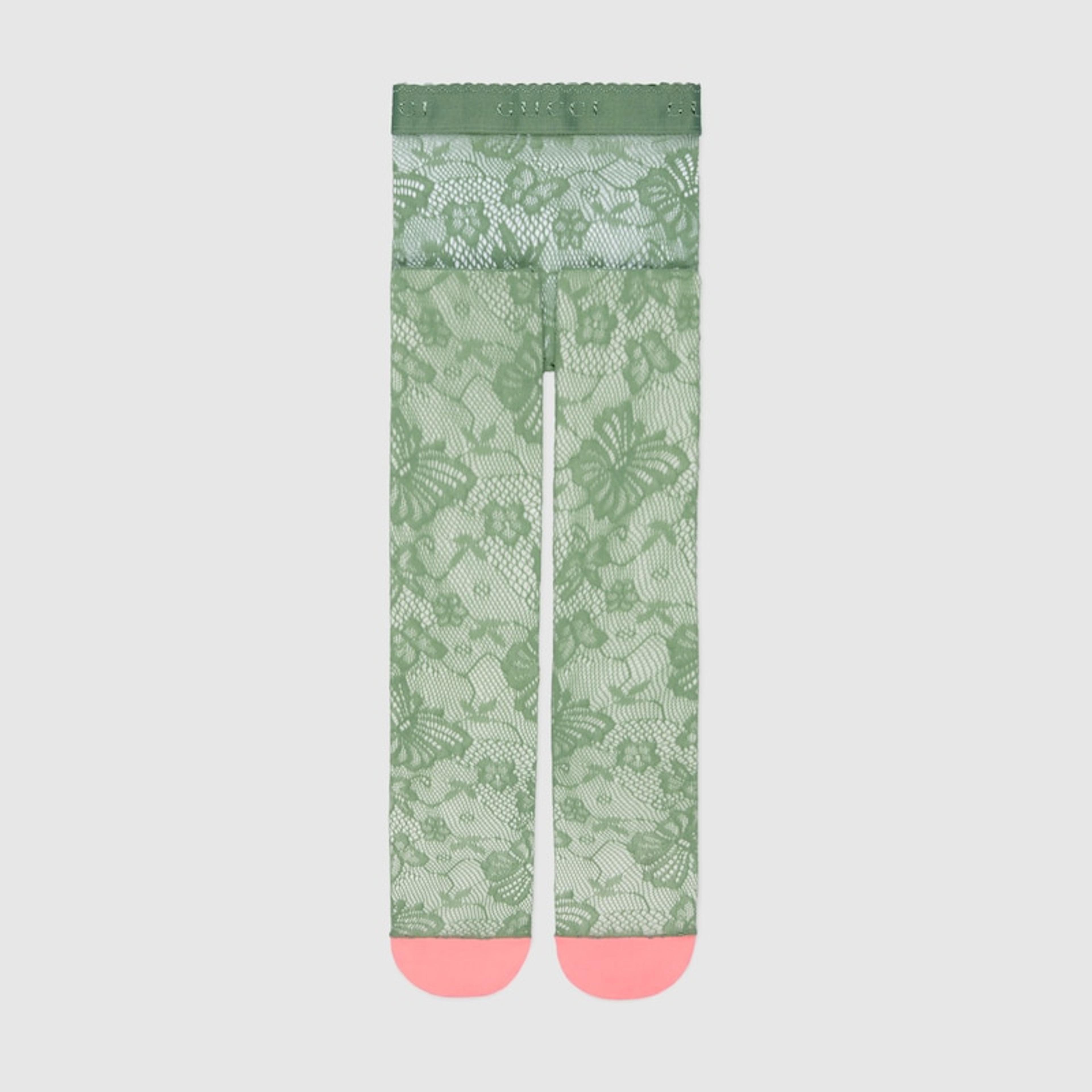 Floral stretch knit fabric tights in green | GUCCI® US