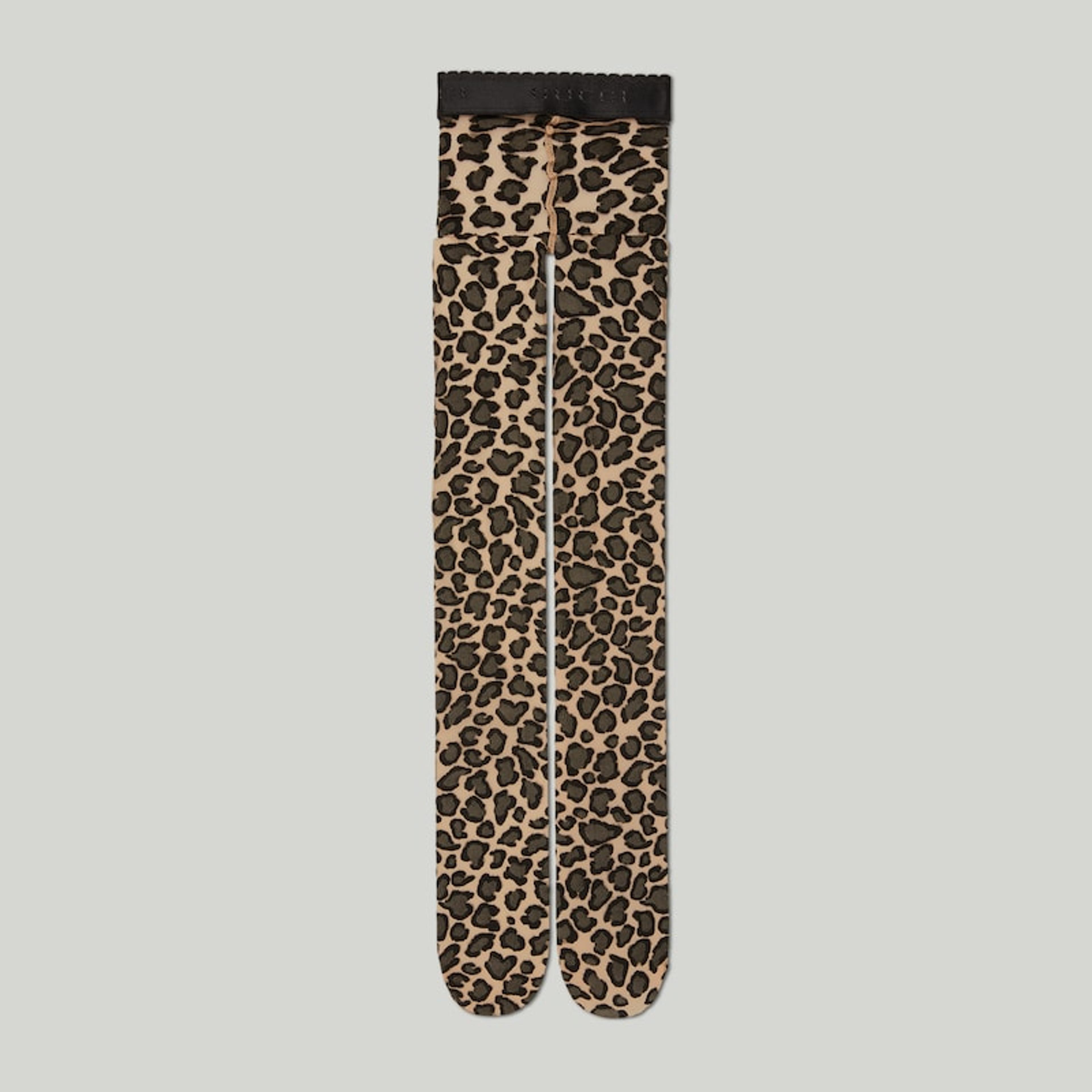 Stretch knit leopard print tights in brown and black | GUCCI® US