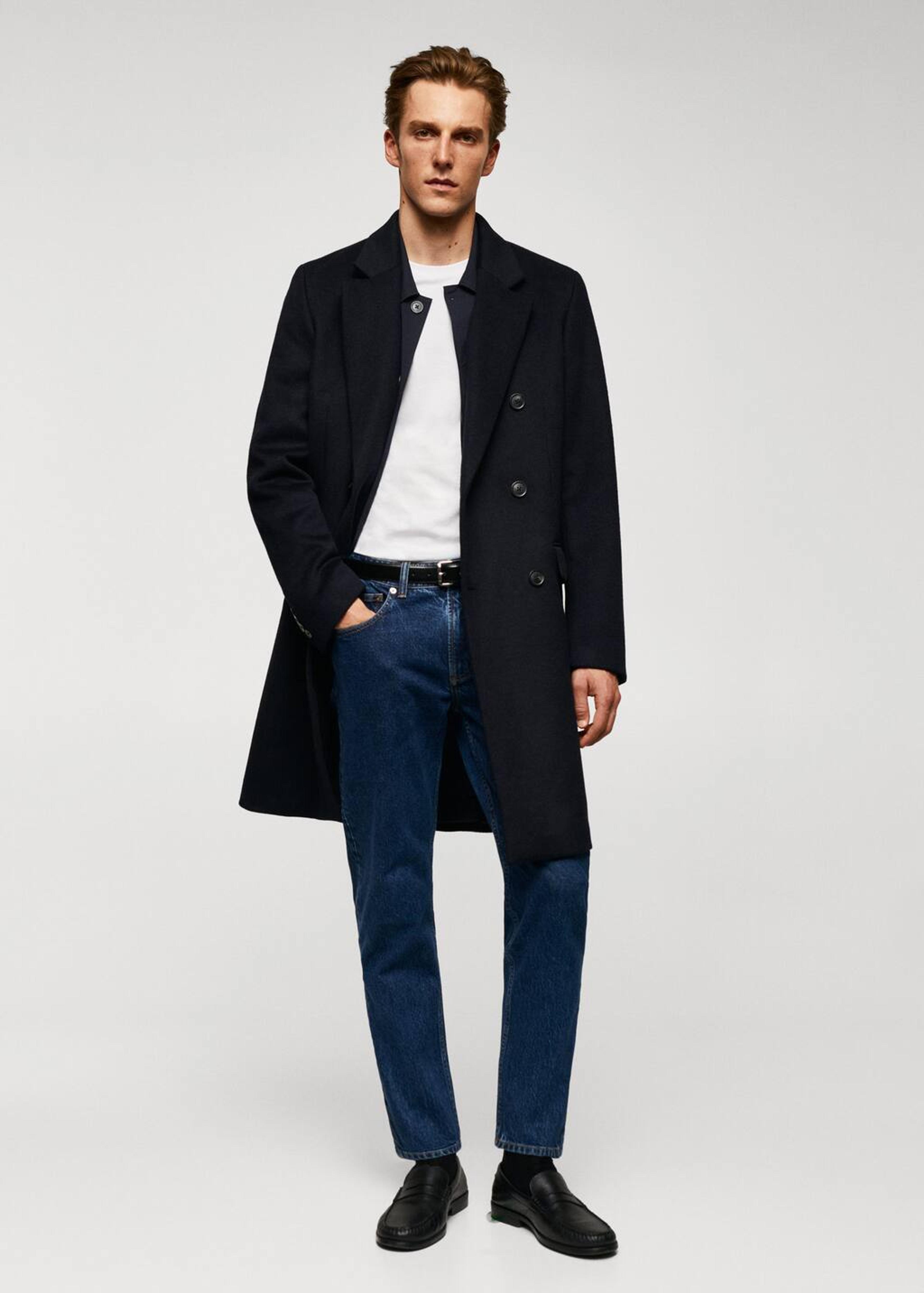 Recycled wool double-breasted coat - Men | Mango Man USA