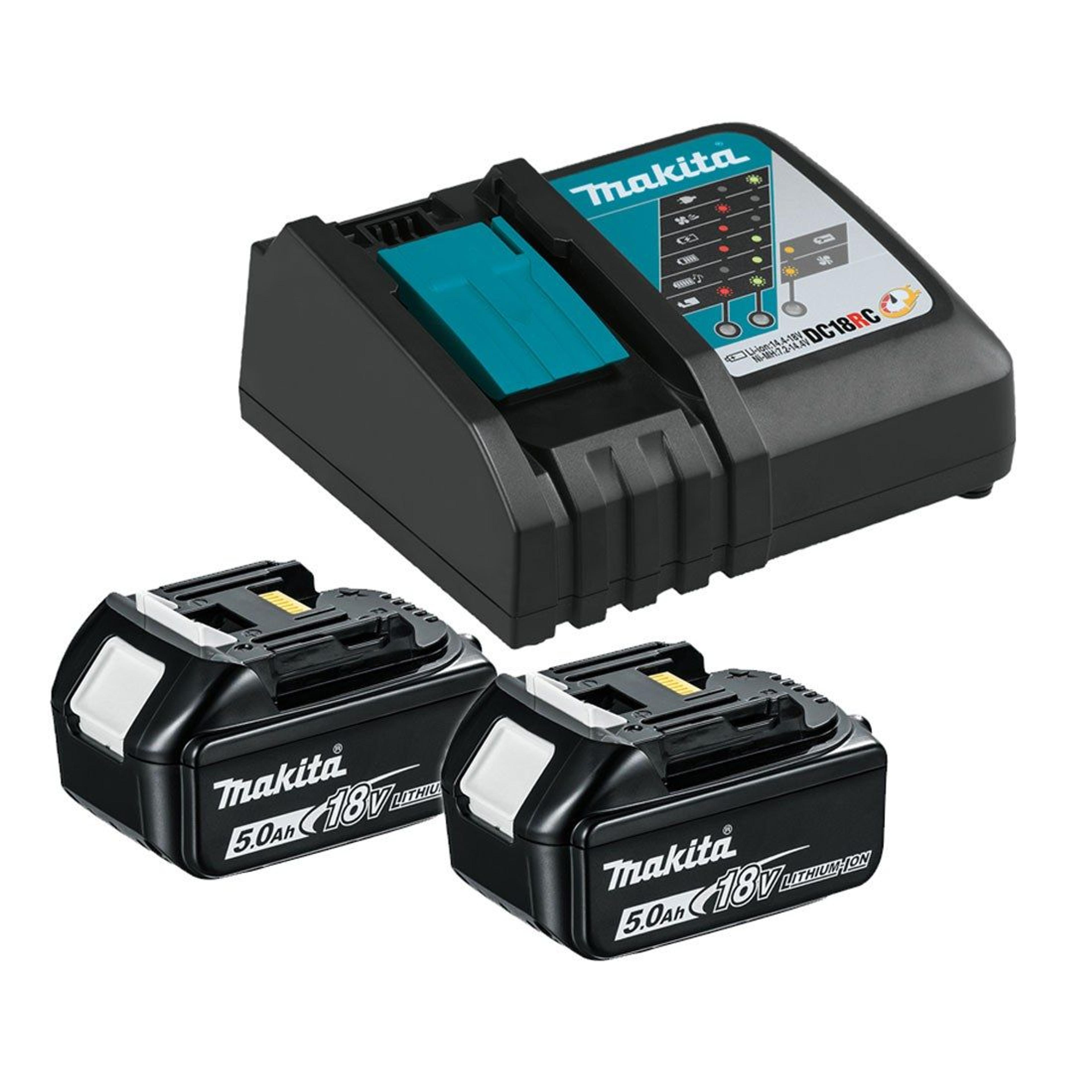 Makita 18v LXT 5Ah Battery & Charger Kit inc 2x 5.0Ah Batts & DC18RC Charger | Powertool World