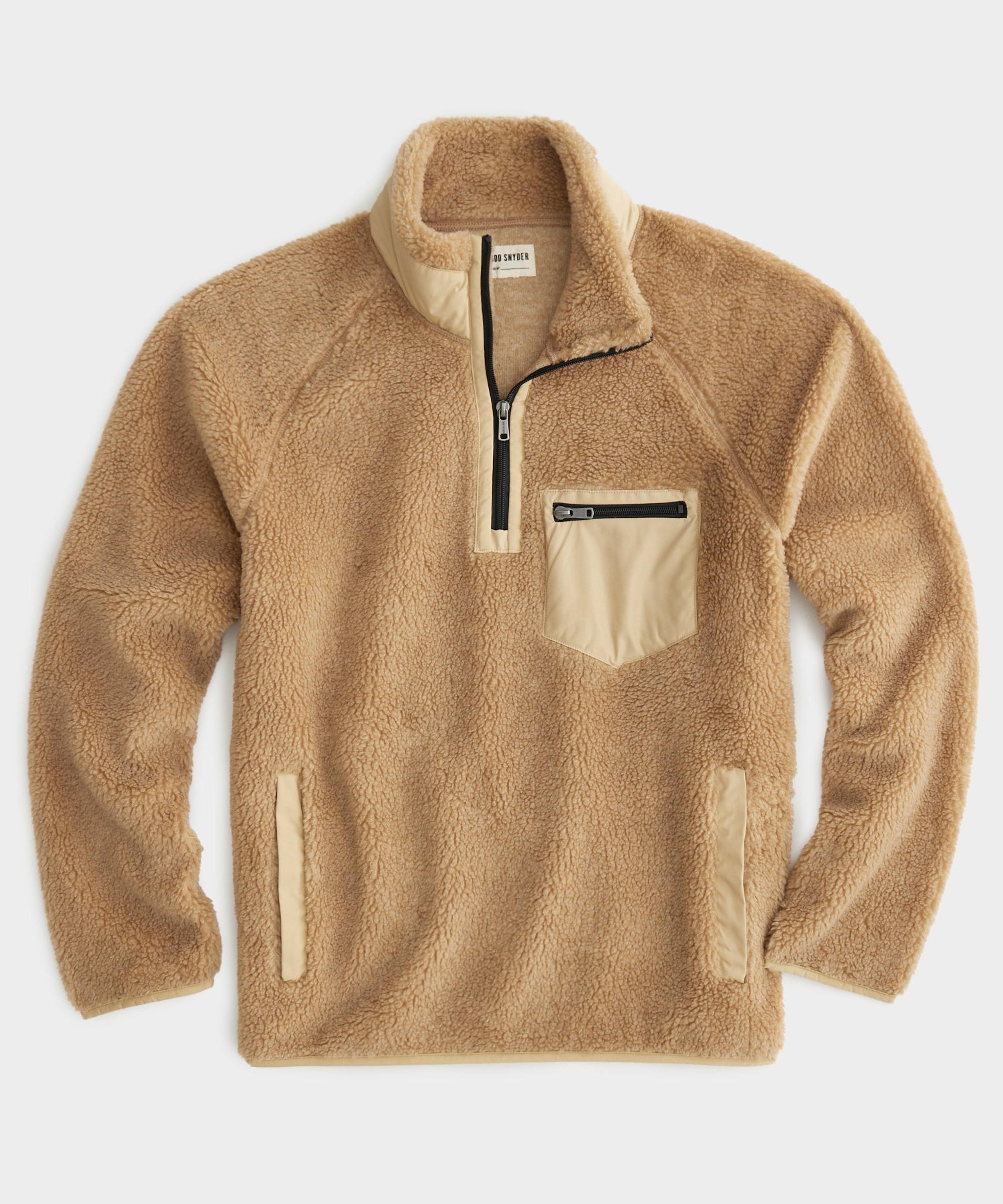 Solid Adirondack Fleece Half-Zip Mockneck Jacket in Desert Beige