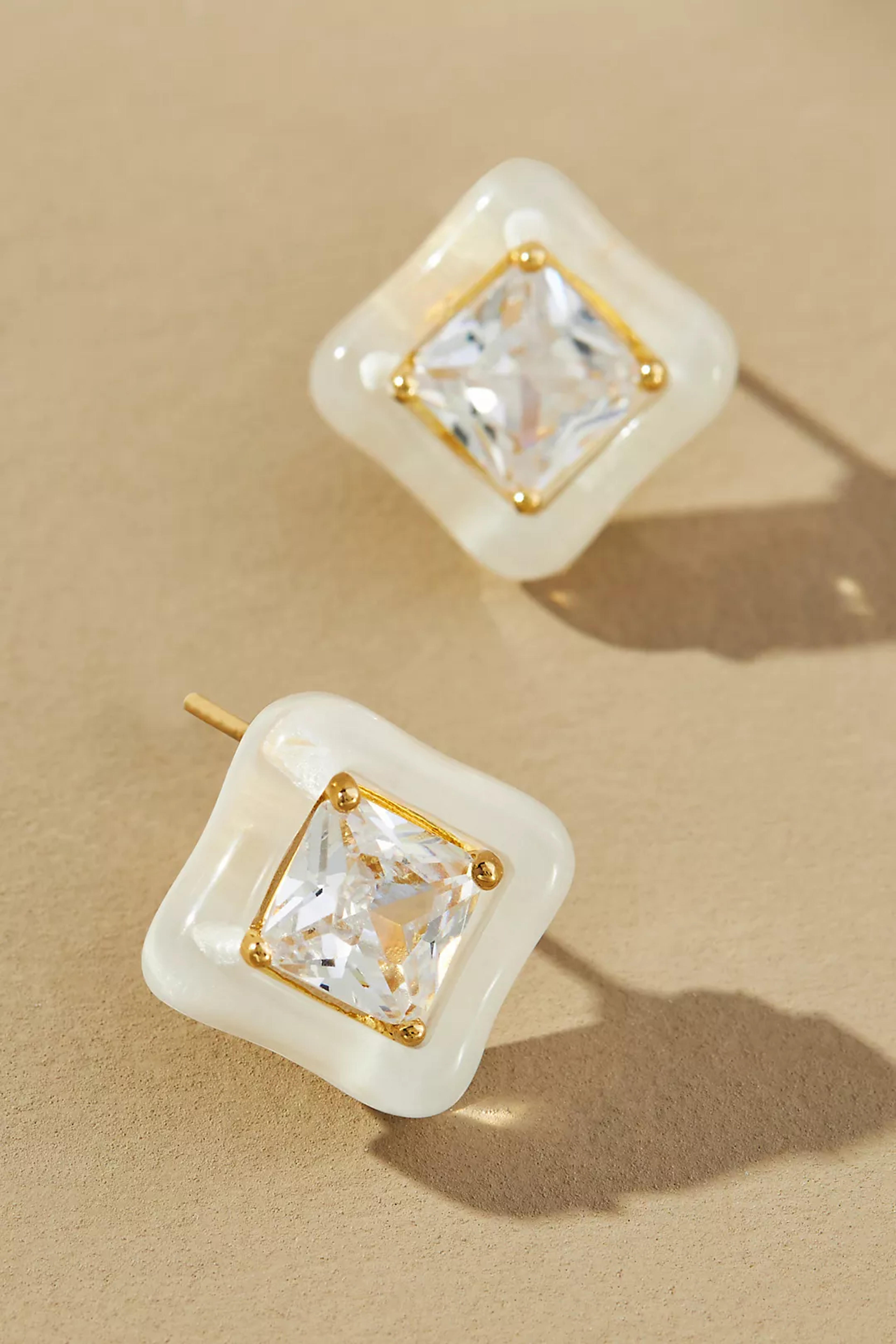 Square Crystal Post Earrings | Anthropologie