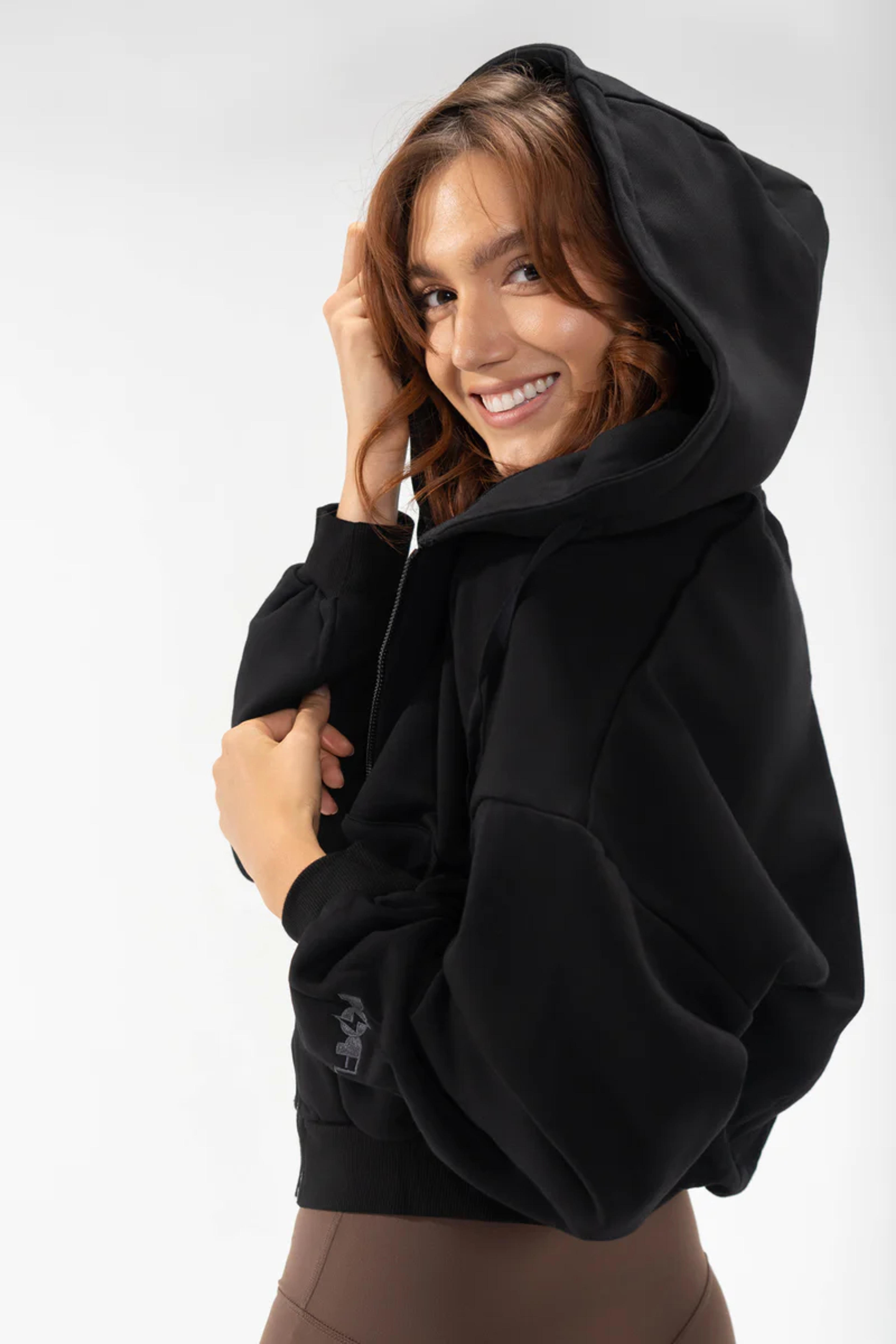 Zip Cloud Hoodie - Black