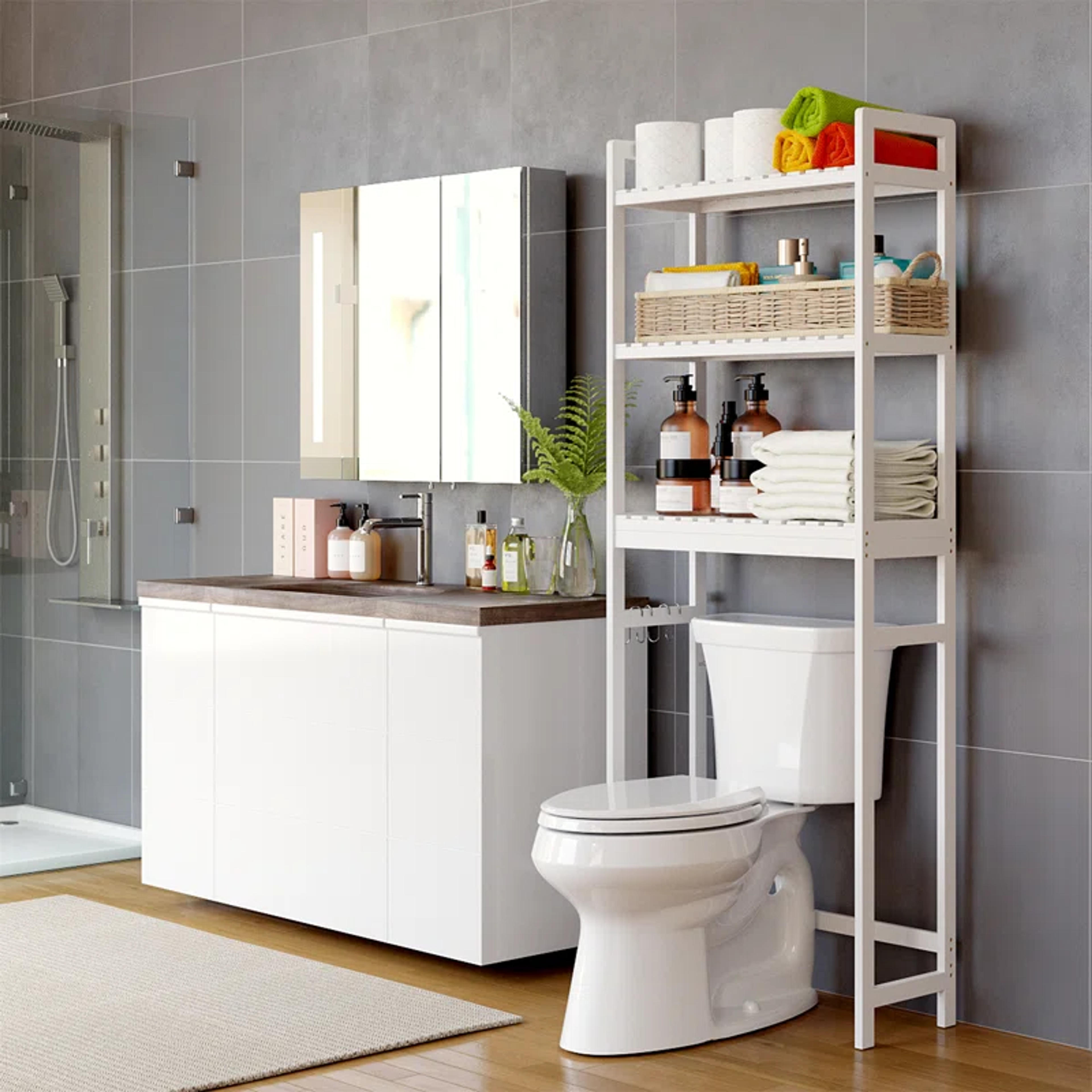 The Twillery Co.® Garlington Solid Wood Freestanding Over-the-Toilet Storage & Reviews | Wayfair