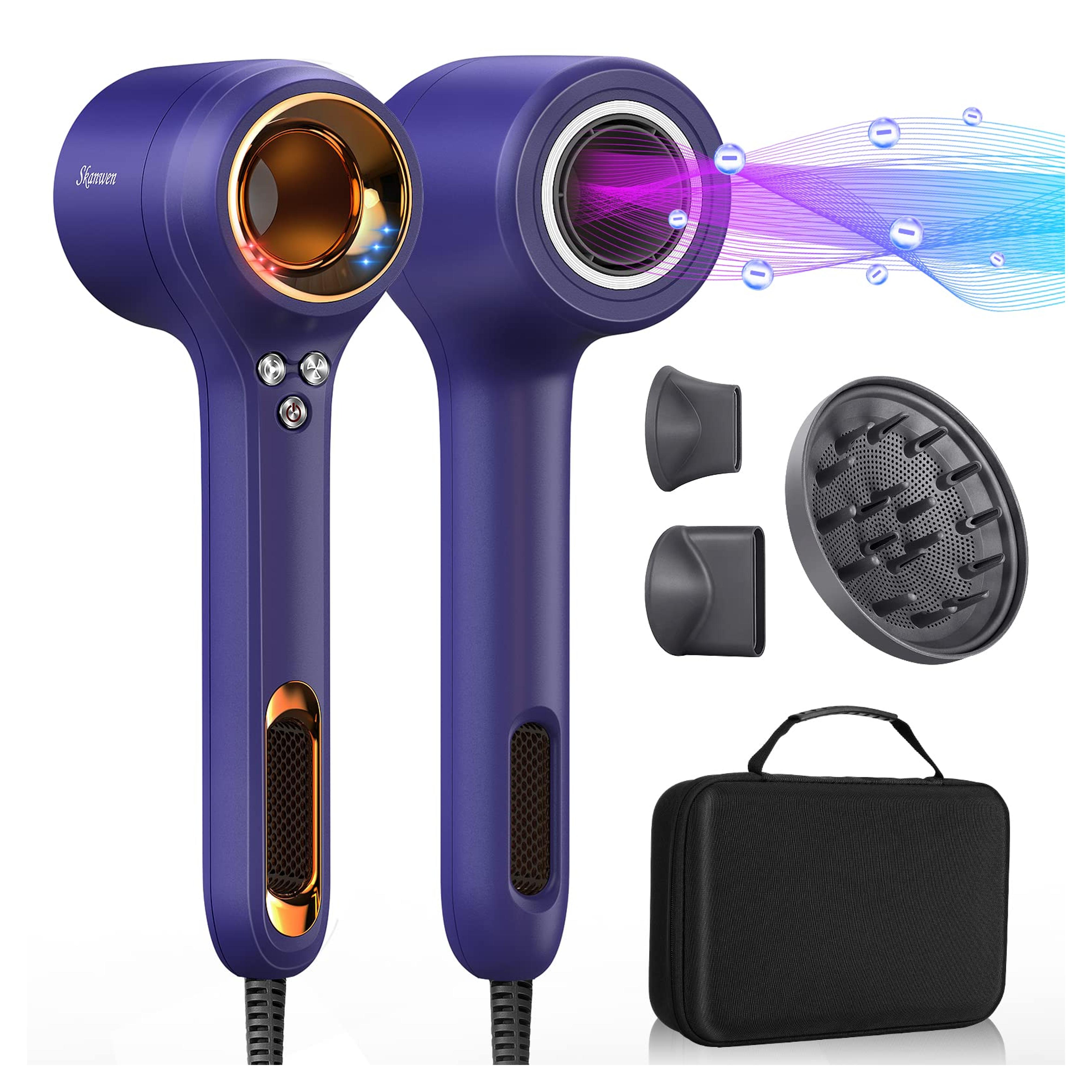 SKANWEN Hair Dryer, Ionic Blow Dryer with High Speed Brushless Motor for Fast Drying Low Noise Thermo-Control Hairdryer with Magnetic Nozzle, Styling Concentrator & Diffuser for Home, Salon and Hotel