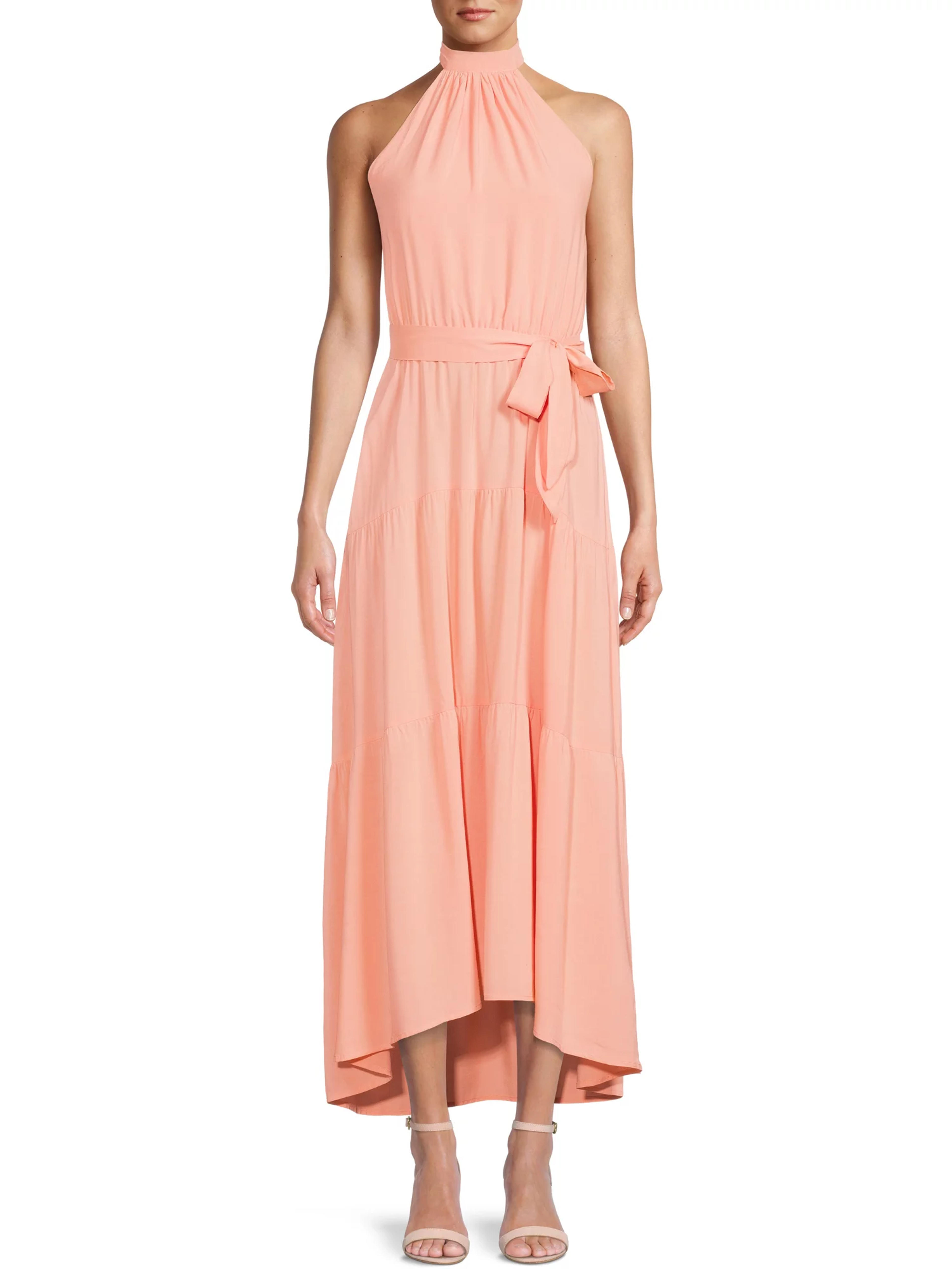 Nine.Eight Women Halter Tie Front High Low Maxi Dress - Walmart.com