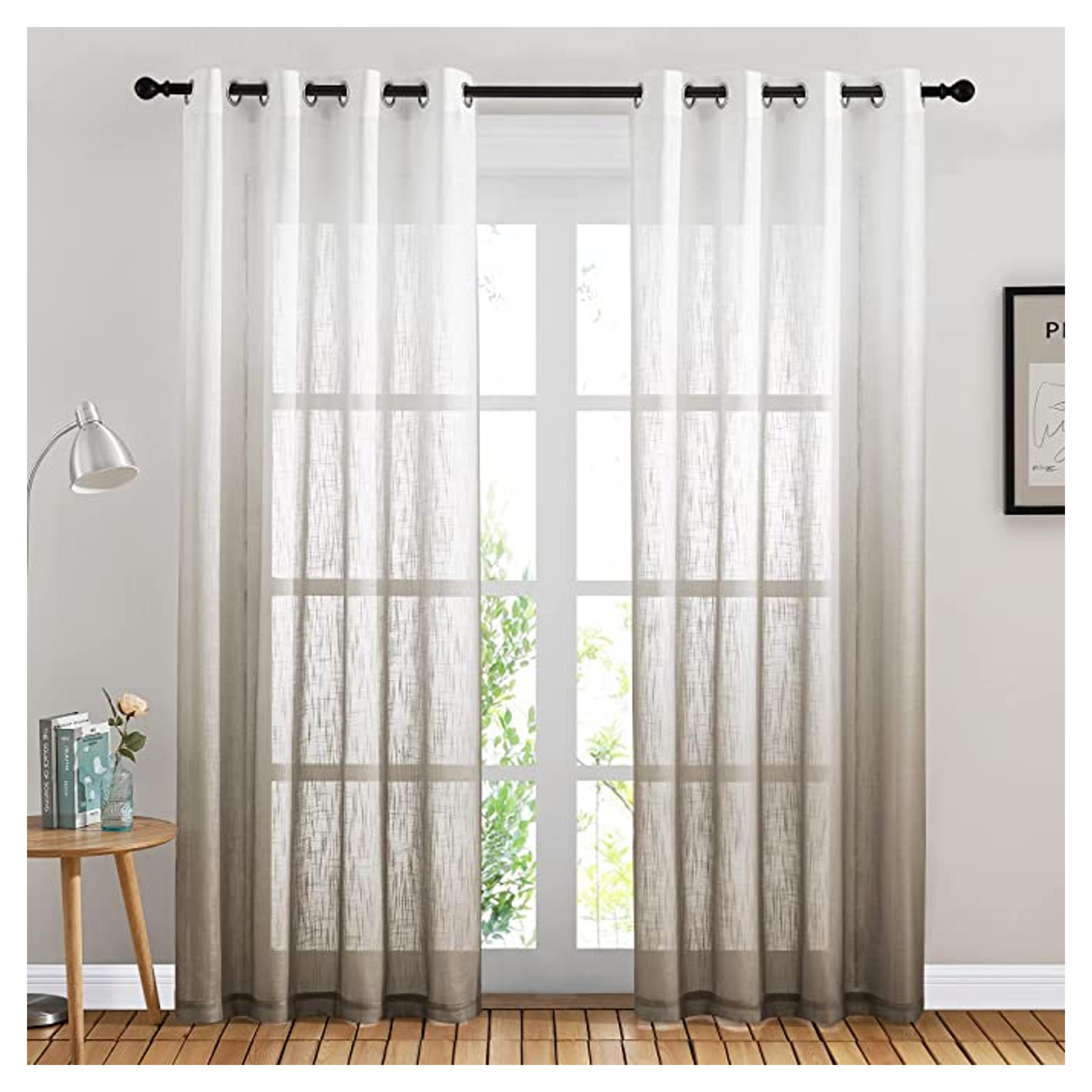 Amazon.com: NICETOWN Ombre Linen Sheer Curtains for Windows 84" Length, Grommet Vertical Sheer Drapes Gradient Semi Sheer Linen Curtains for Bedroom/Living Room, Taupe, 100" Width Total 2 Panels : Home & Kitchen