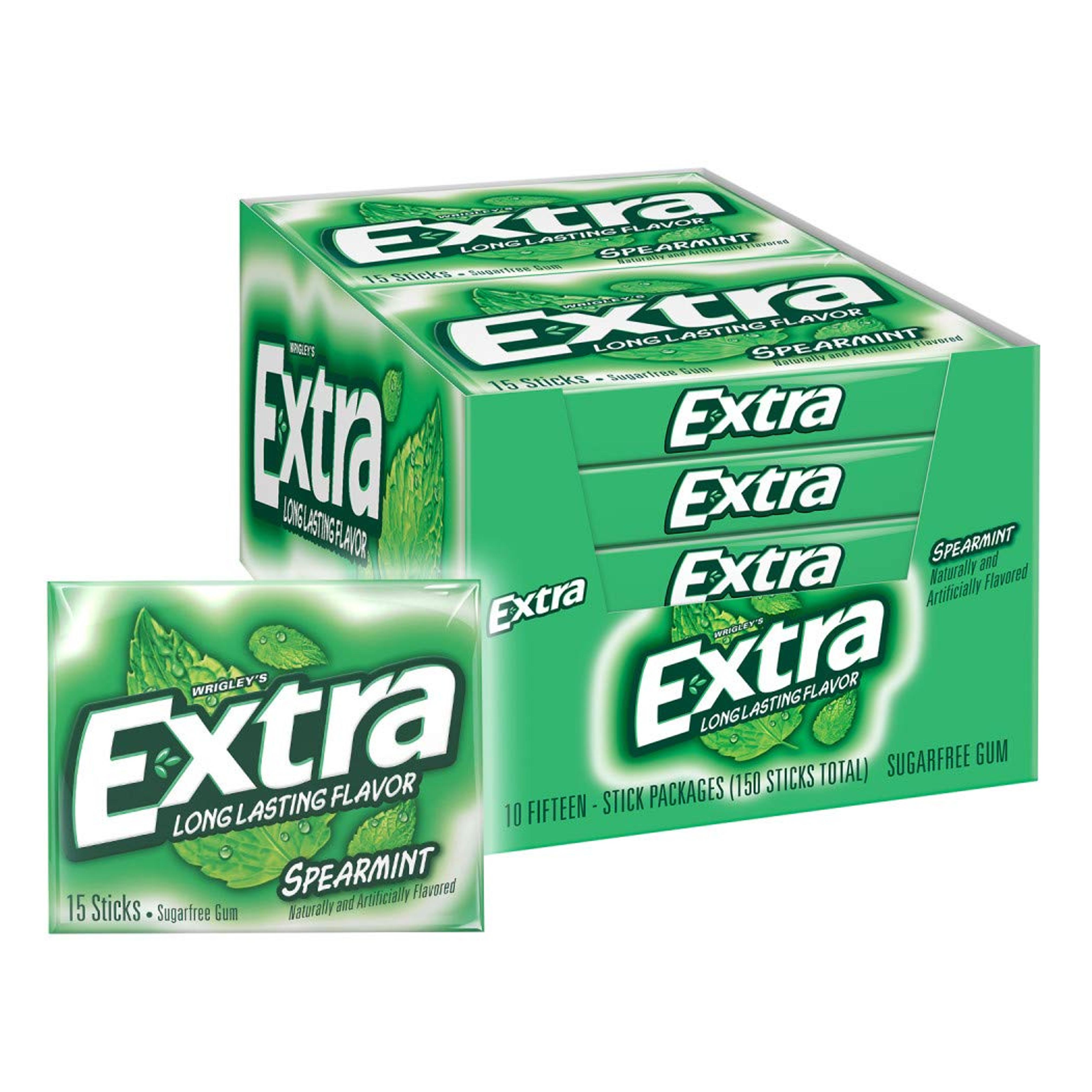 Amazon.com : EXTRA Spearmint Sugarfree Chewing Gum, 15 Pieces (Pack of 10) : Chewing Gum : Everything Else