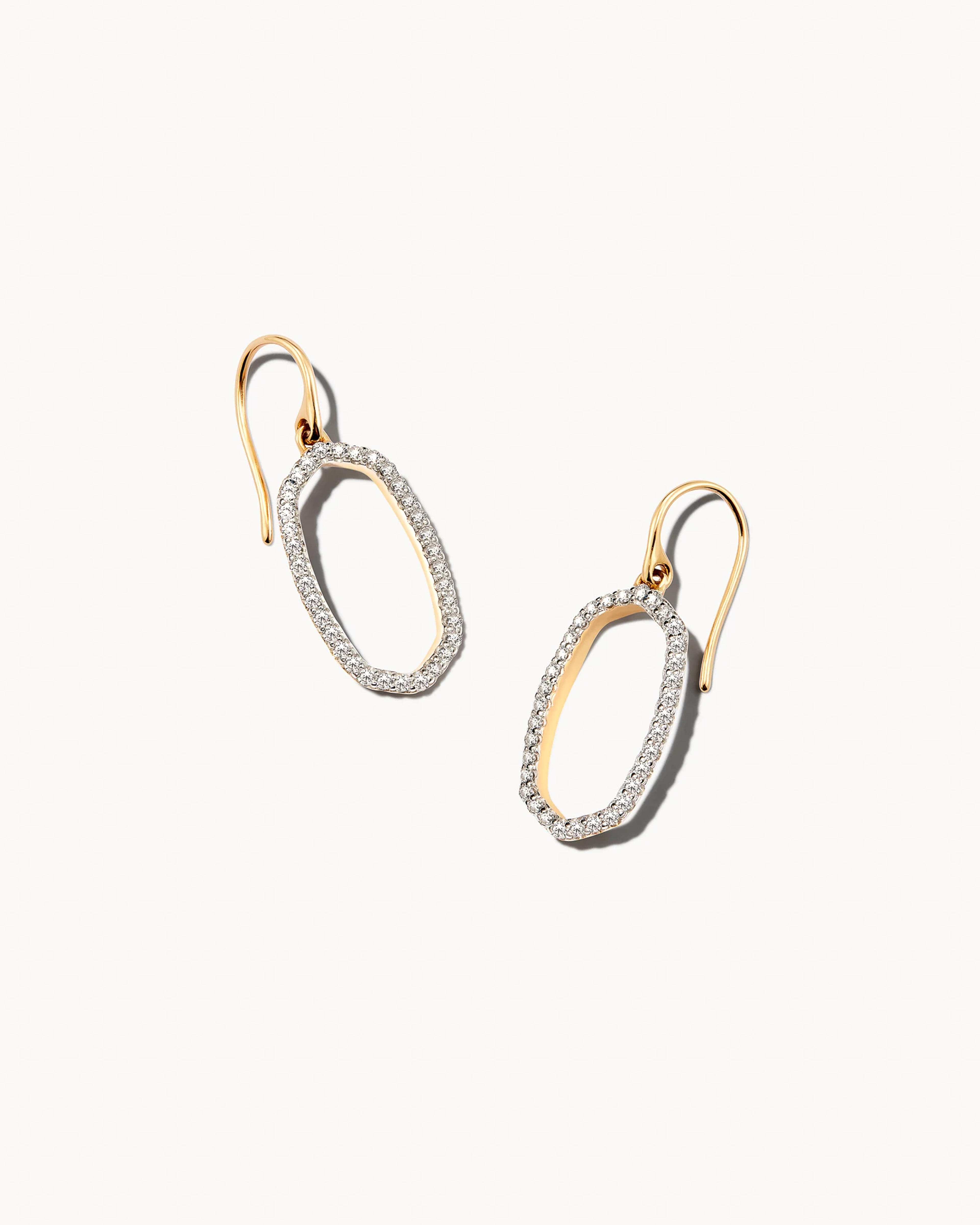 Lee 14k Yellow Gold Open Frame Earrings in White Diamond | Kendra Scott