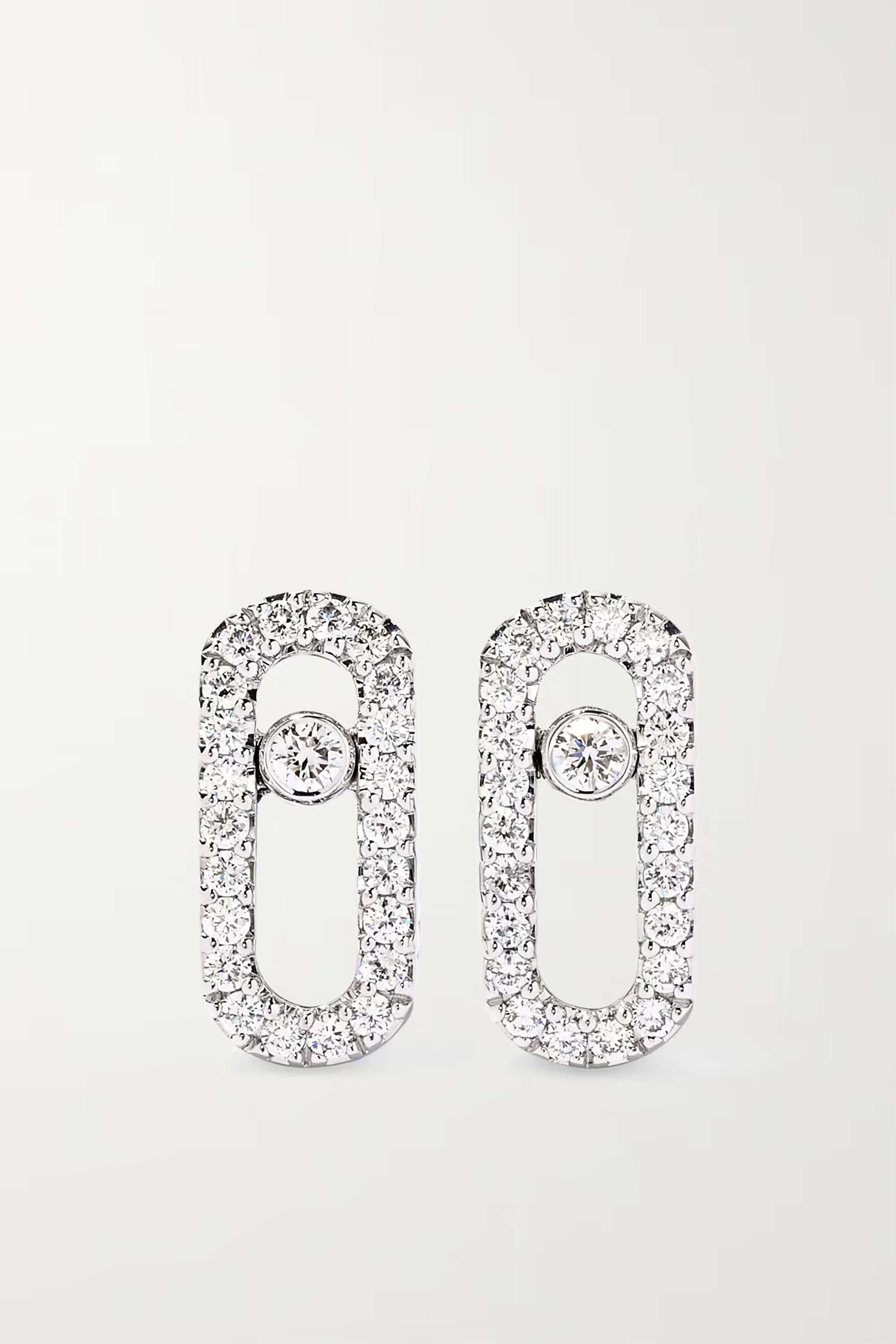 Gold Move Uno 18-karat white gold diamond earrings | MESSIKA | NET-A-PORTER