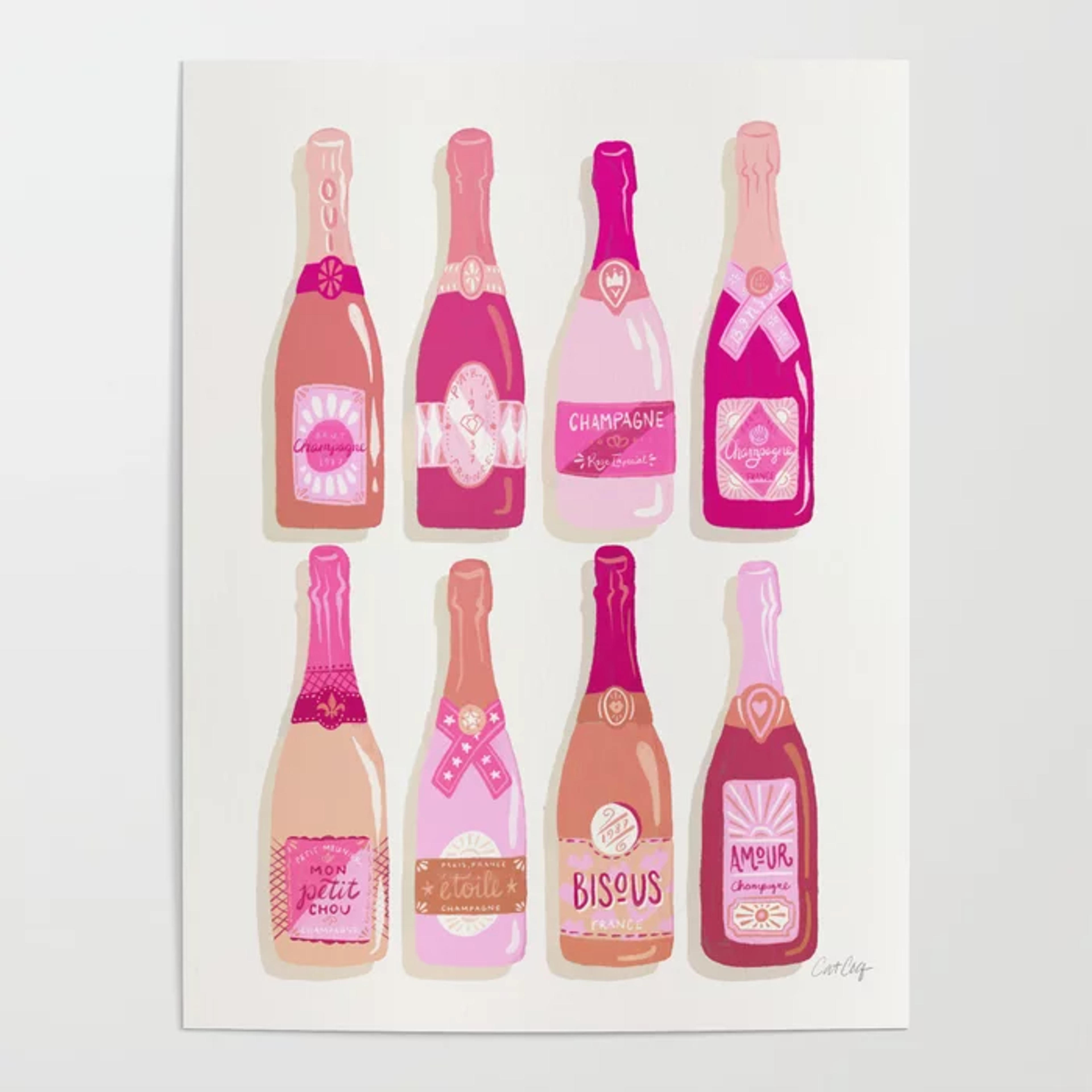 French Champagne Collection – Pink Poster by Cat Coquillette