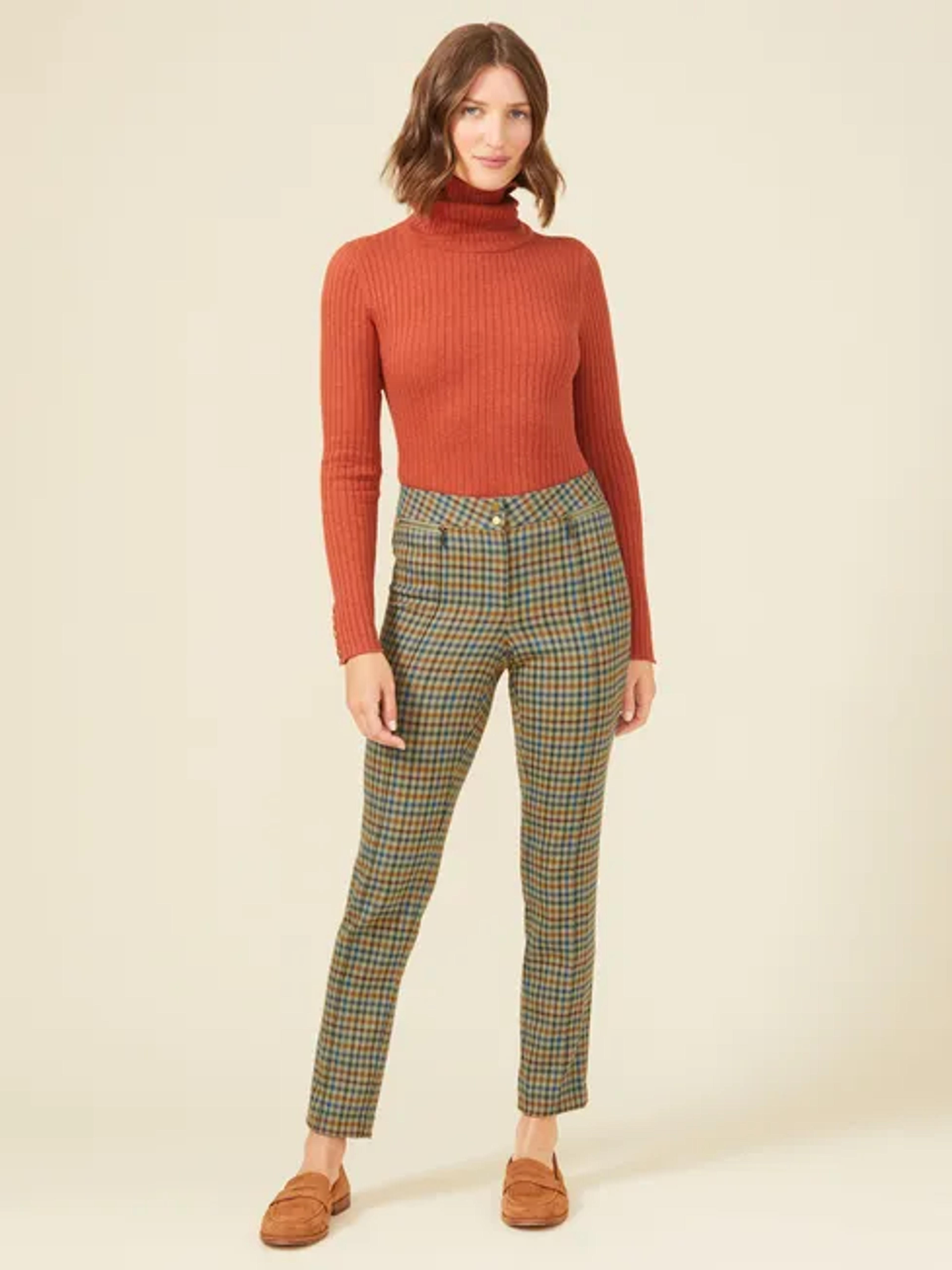 Olive/Green/Blue Check Yara Pants | Women's Pants | J.McLaughlin