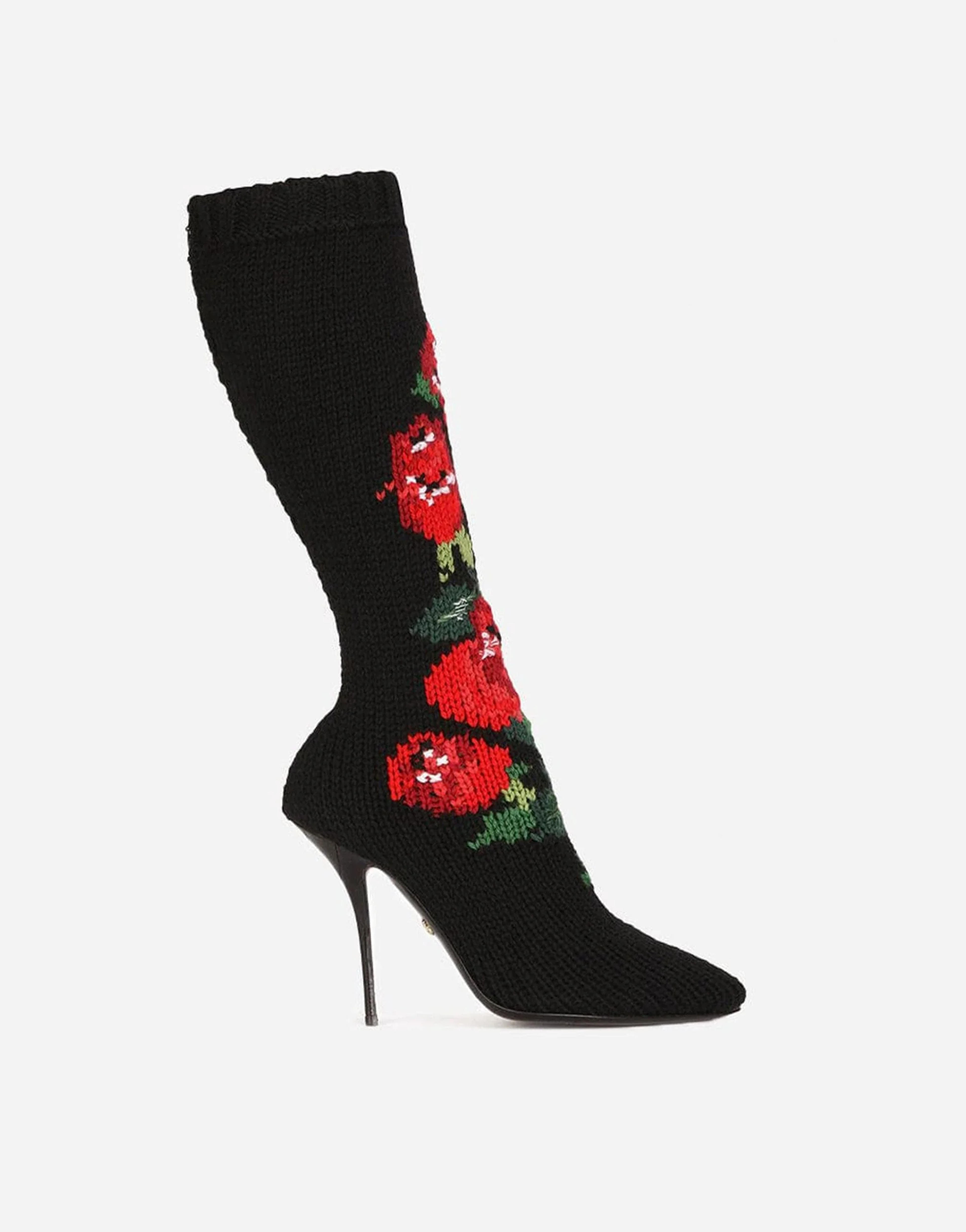 Dolce & Gabbana Floral-Knit Stiletto Boots