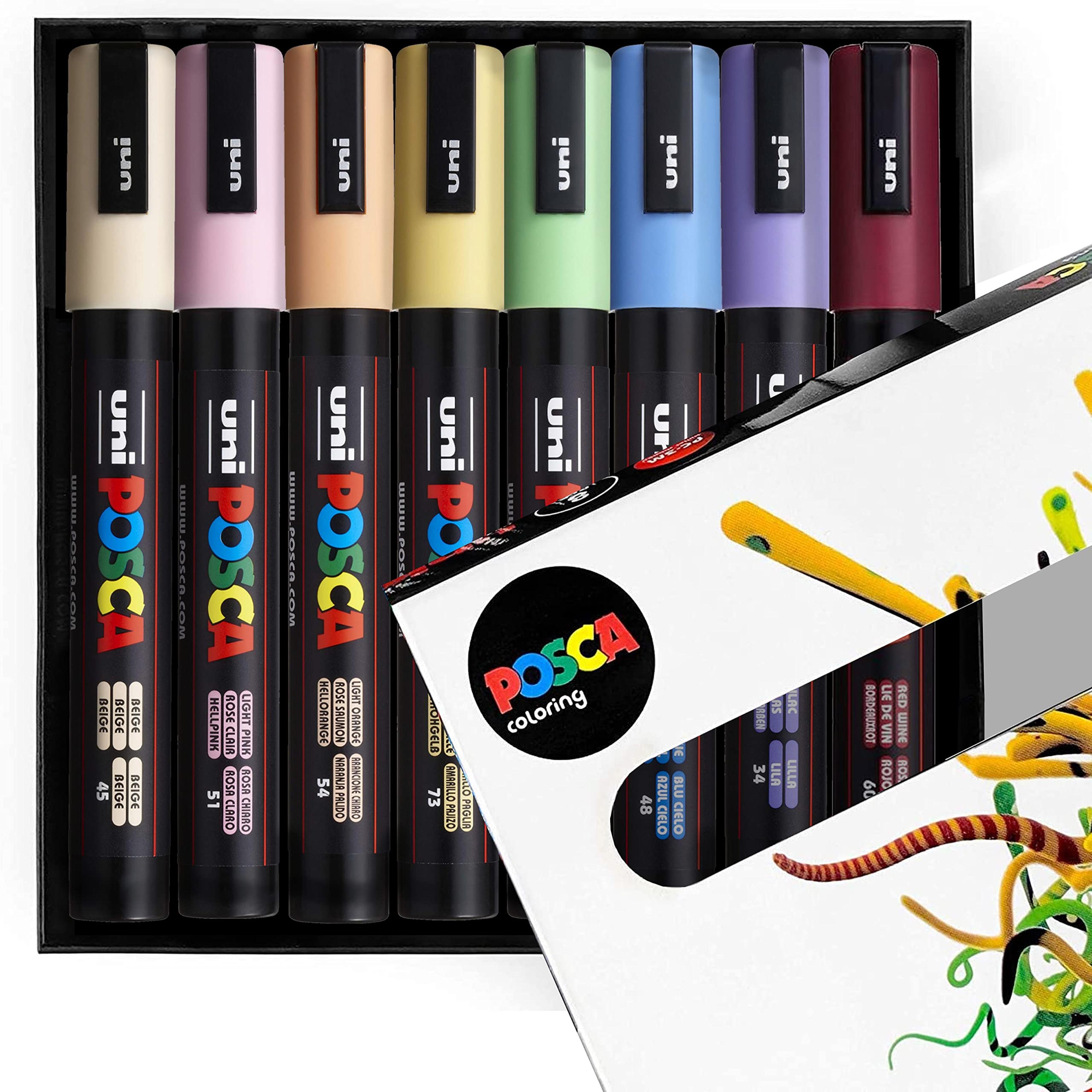 Posca - PC-5M - Paint Marker Art Pens - 1.8-2.5mm - Pastel Tones Set of 8 in Gift Box : Amazon.co.uk: Home & Kitchen