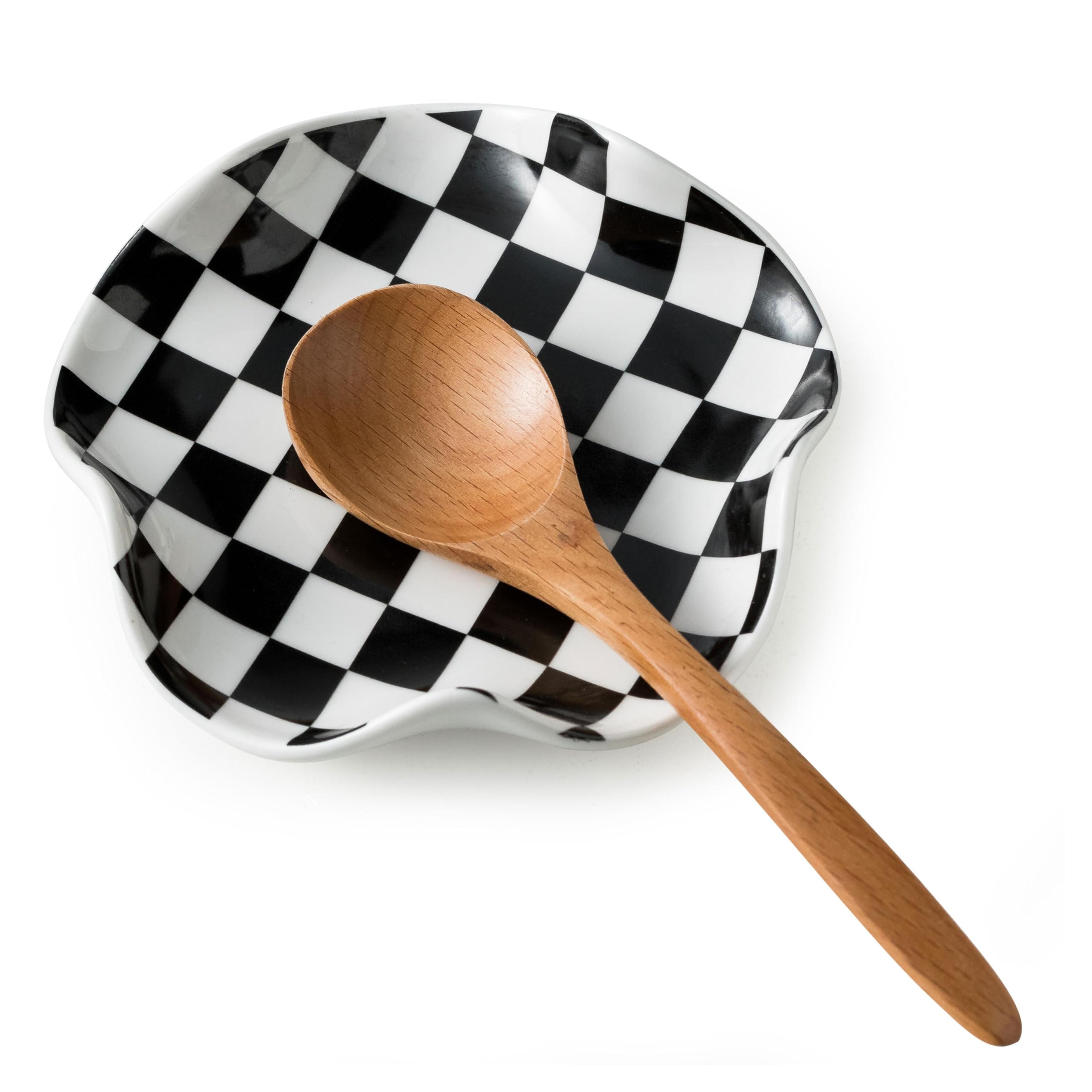 Amazon.com: Miamolo Spoon Rest for Stove Top, 5.3in Checkered Spoon Holder Utensil Rest, Ceramic Spoon Rests for Coffee Bar, Kitchen Gadget Cooking Gift for Housewarming: Home & Kitchen