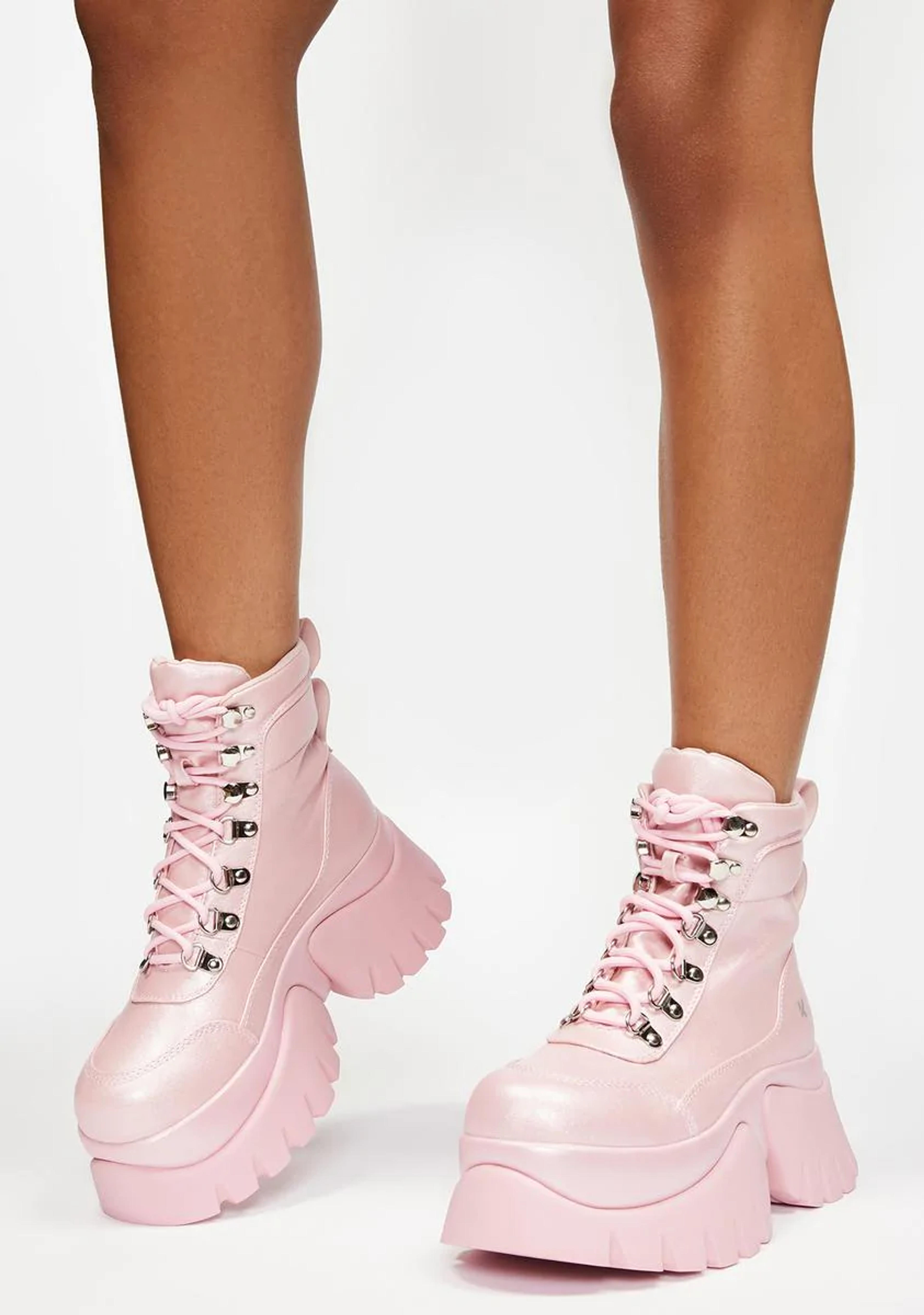 Koi Footwear Pink Gooey Platform Boots – Dolls Kill