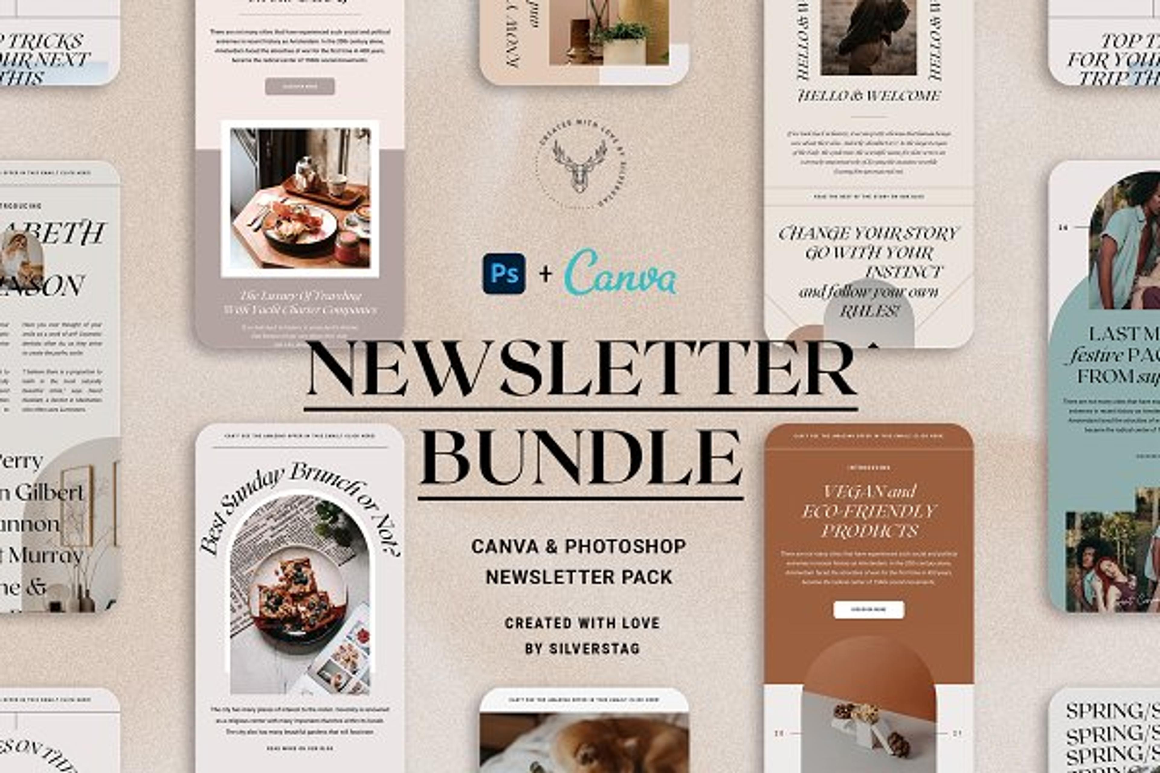 PS&Canva Newsletter Templates Bundle | Mailchimp Templates ~ Creative Market