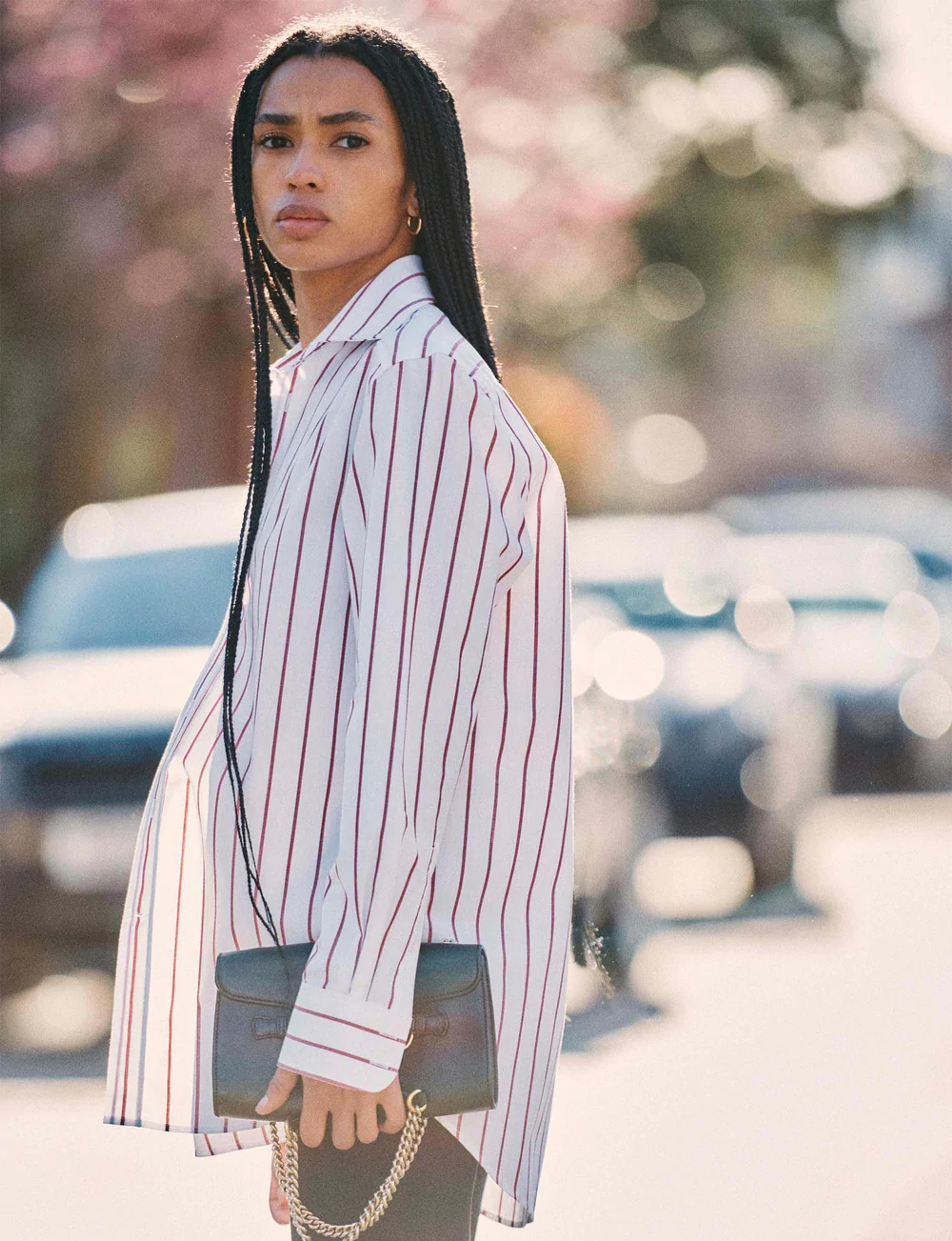 The Boyfriend: Poplin, Merlot Stripe – With Nothing Underneath