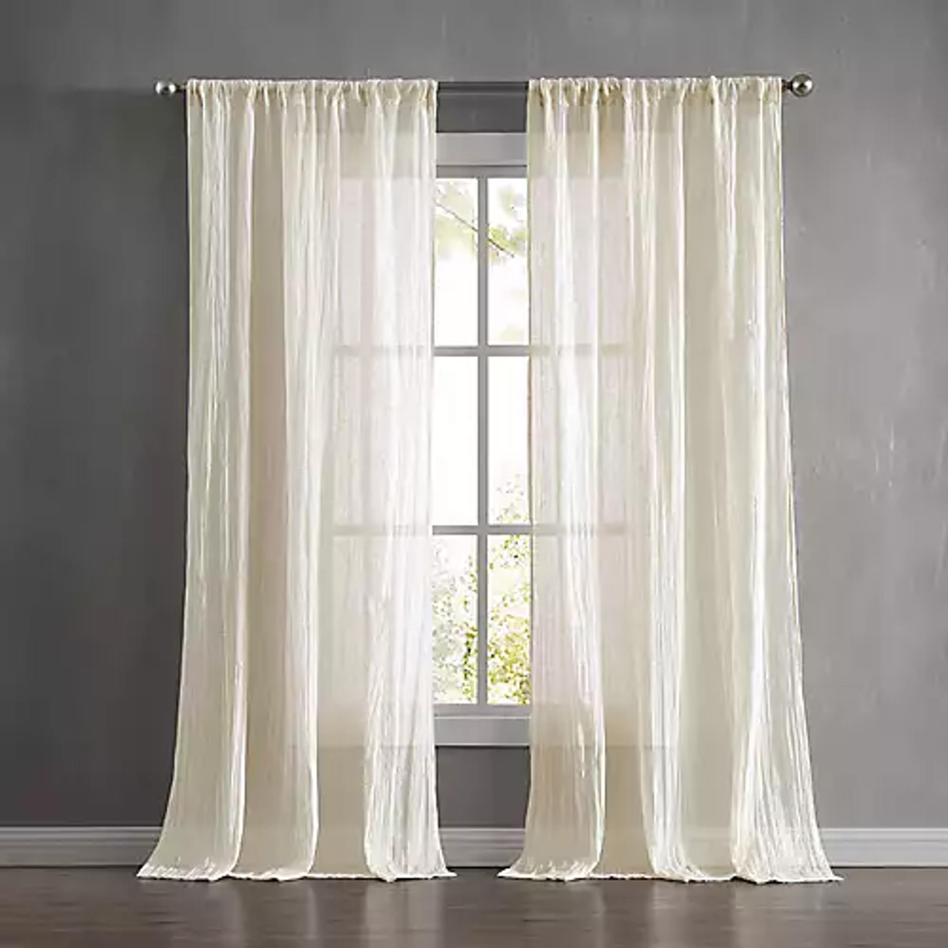 French Connection Charter Crushed 2-Pack  84-Inch Rod Pocket Window Curtain in Natural