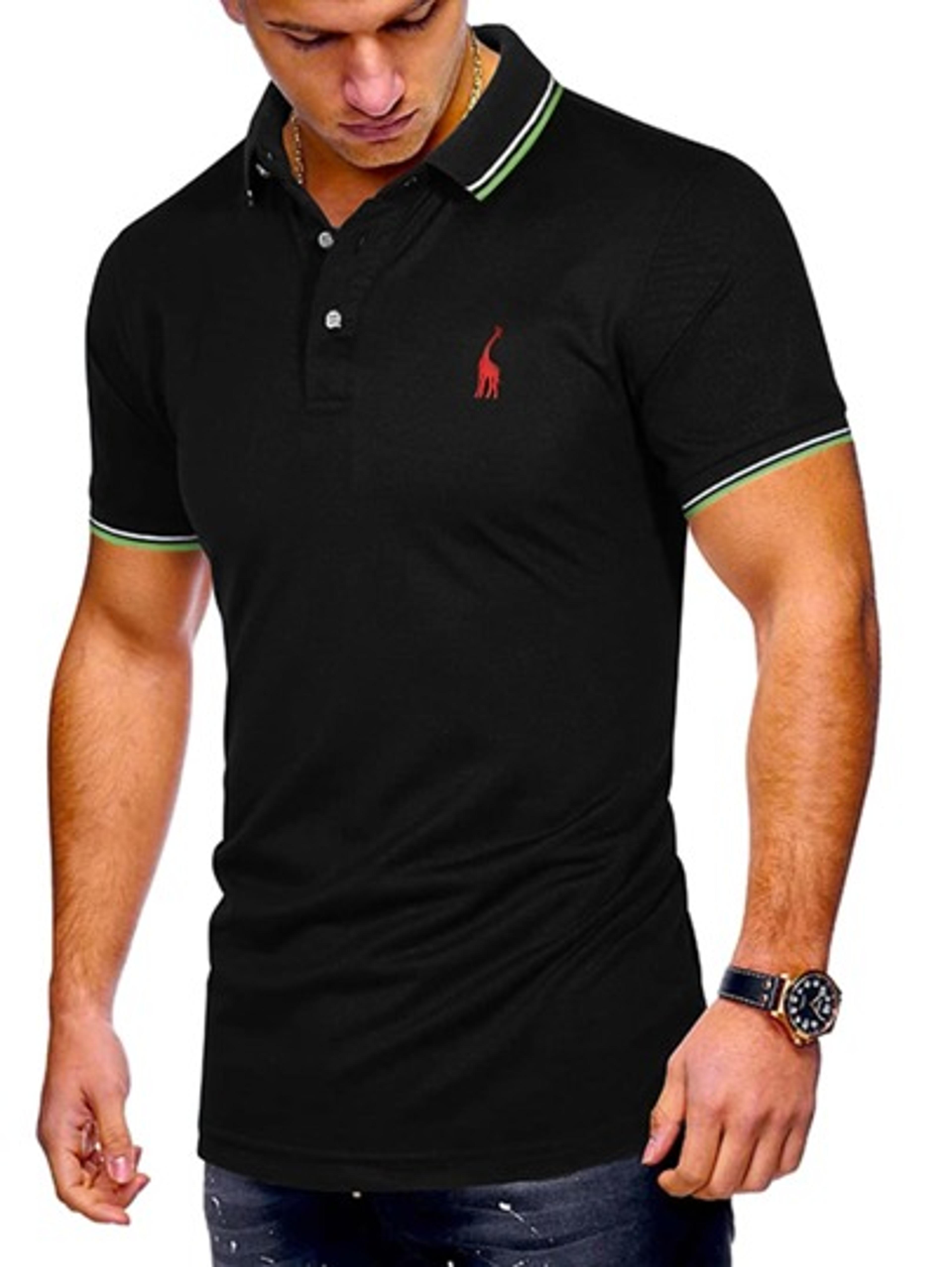 Men Striped & Giraffe Print Polo Shirt | SHEIN USA