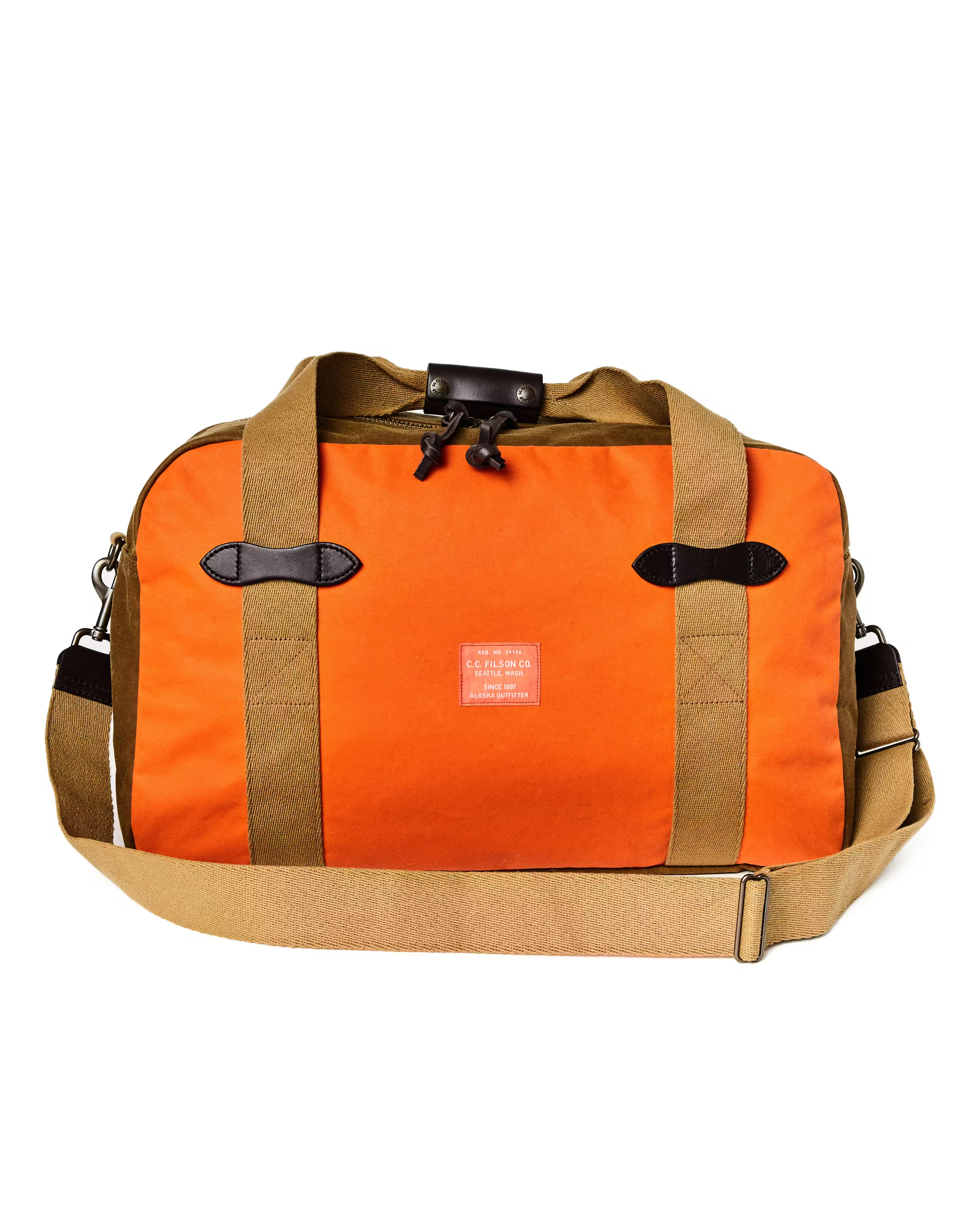 Filson Tin Cloth Medium Duffel Bag - 43L - Dark Tan/Flame | Duffel Bags | Huckberry