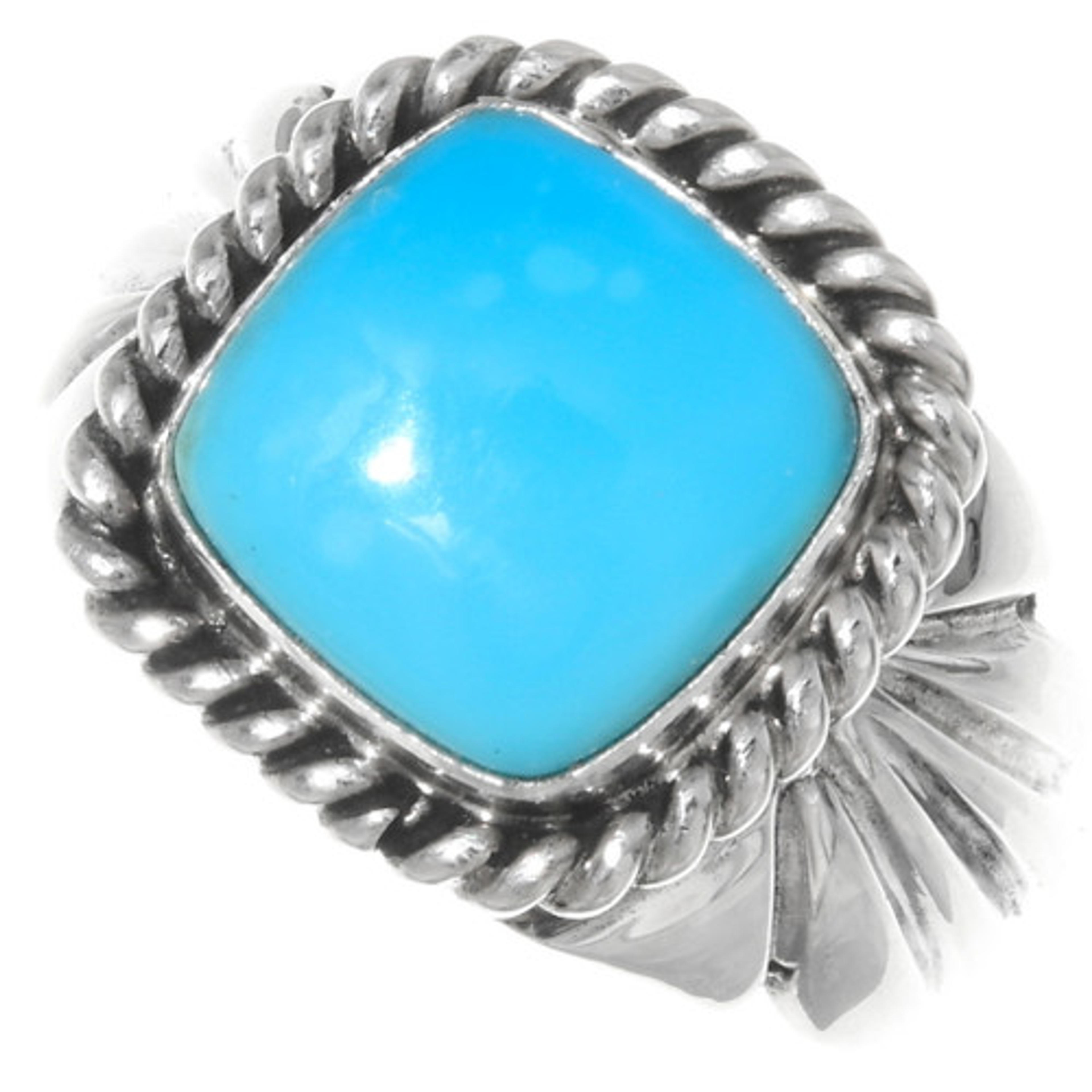 Navajo Handmade Turquoise Mens Ring 22407