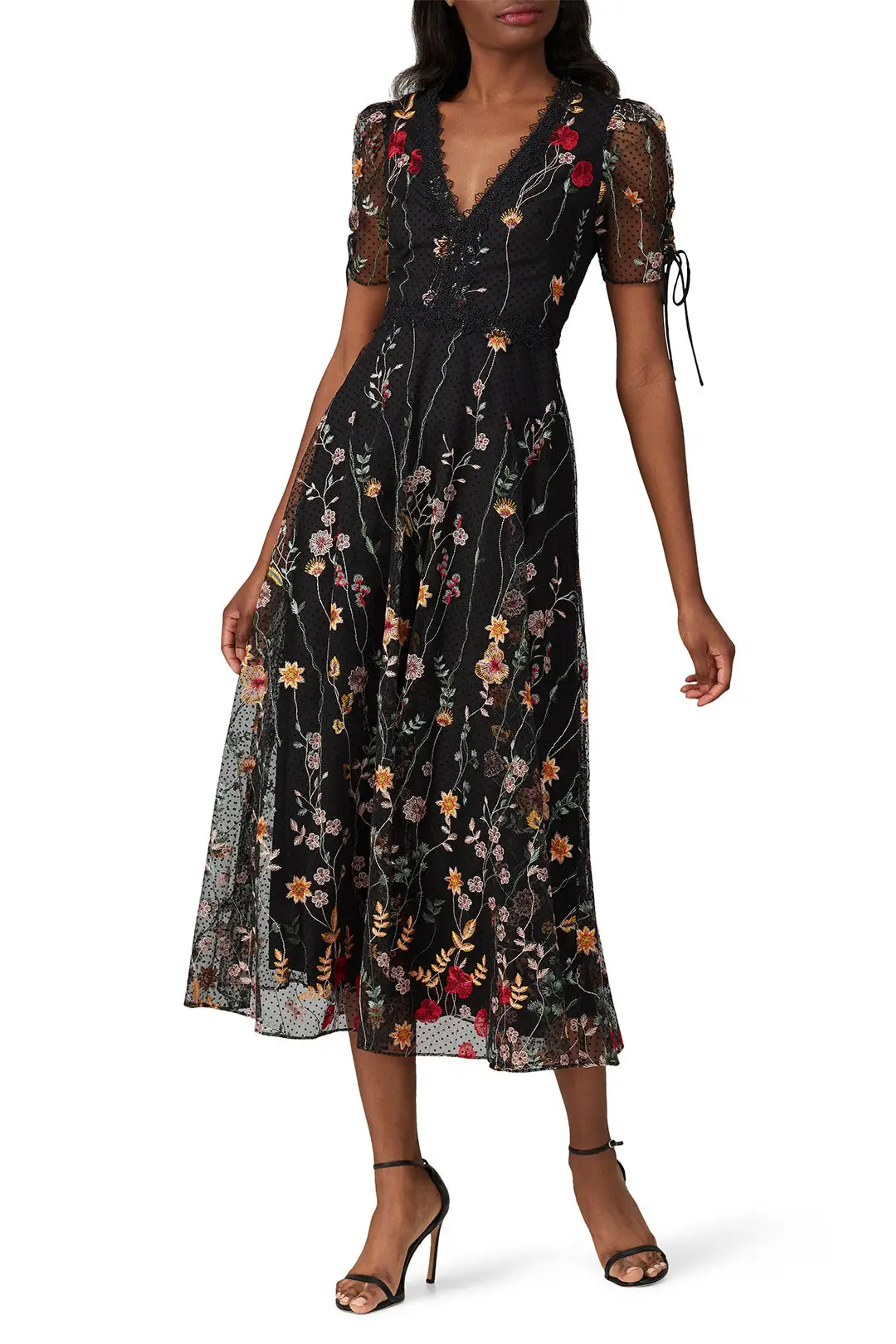 Floral Embroidered Mesh Dress by ML Monique Lhuillier for $81 - $106 | Rent the Runway