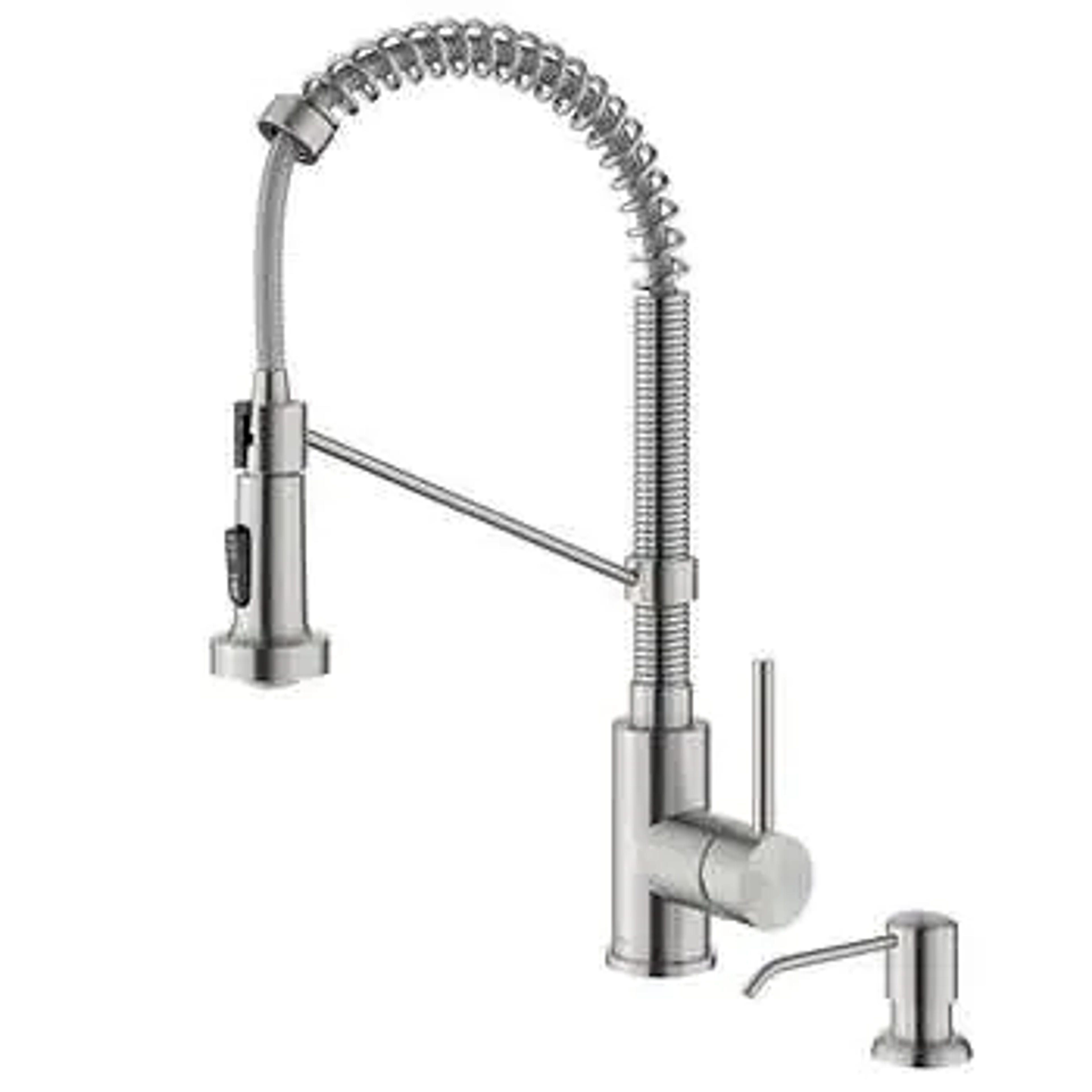 KRAUS 18" Pull-Down Commercial Kitchen Faucet with Matching Soap Dispenser | Costco