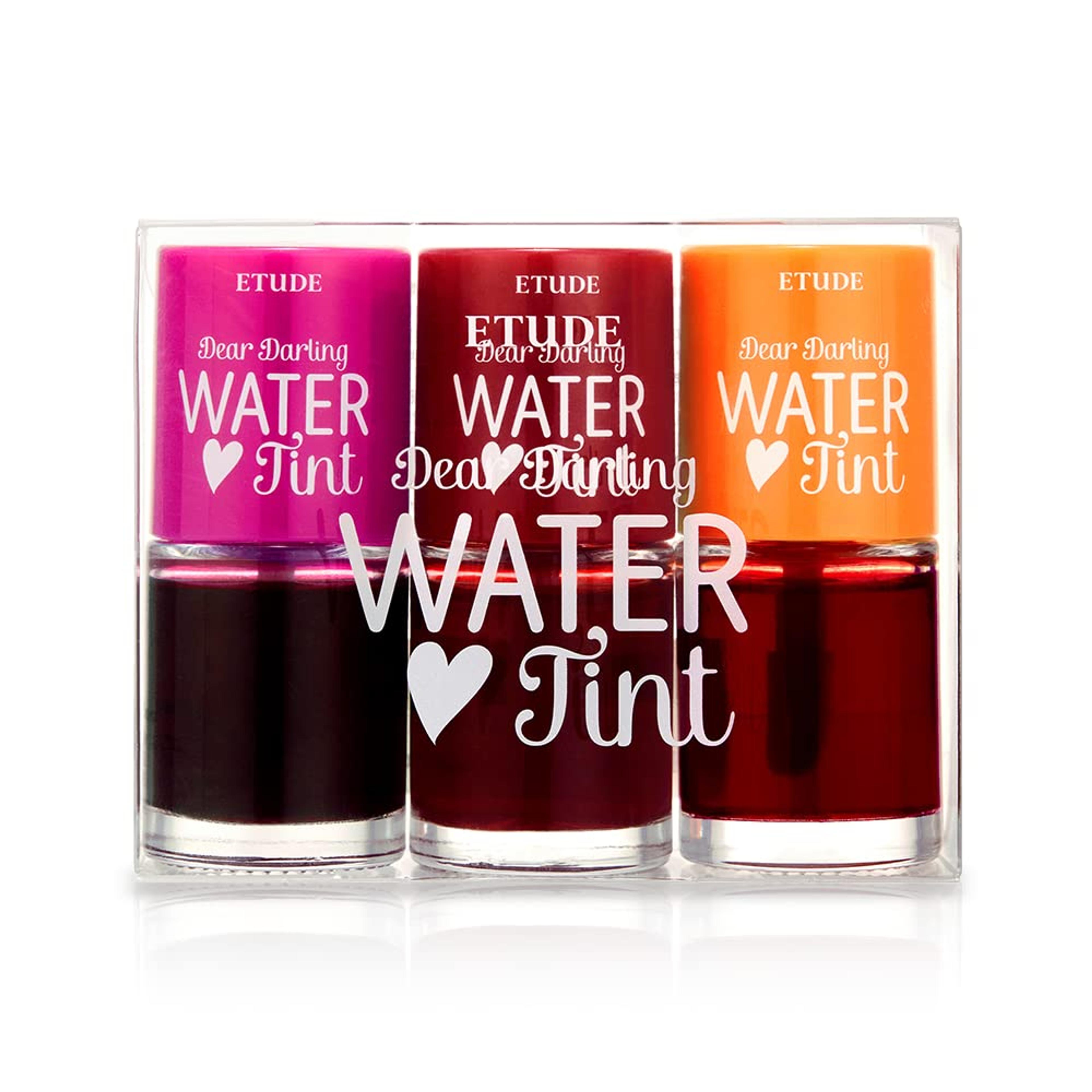 ETUDE Dear Darling Water Tint 3 Color SET 9.5g x 3color (21AD) | Bright Vivid Color Lip Tint with Moisturizing Pomegranate & Grapefruit Extract to Hydrate your Lips