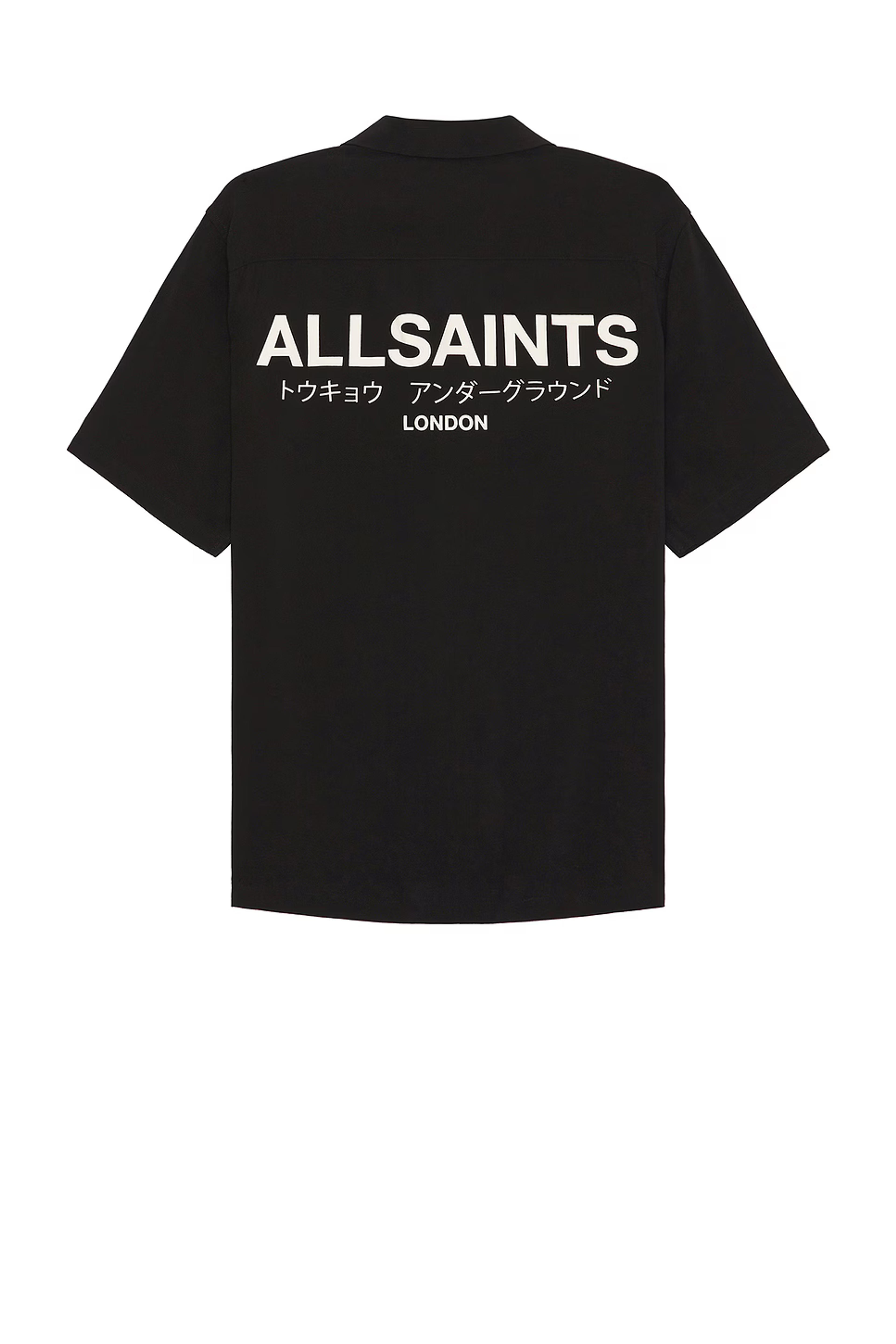 ALLSAINTS Underground Short Sleeve Shirt in Jet Black & Ecru | REVOLVE