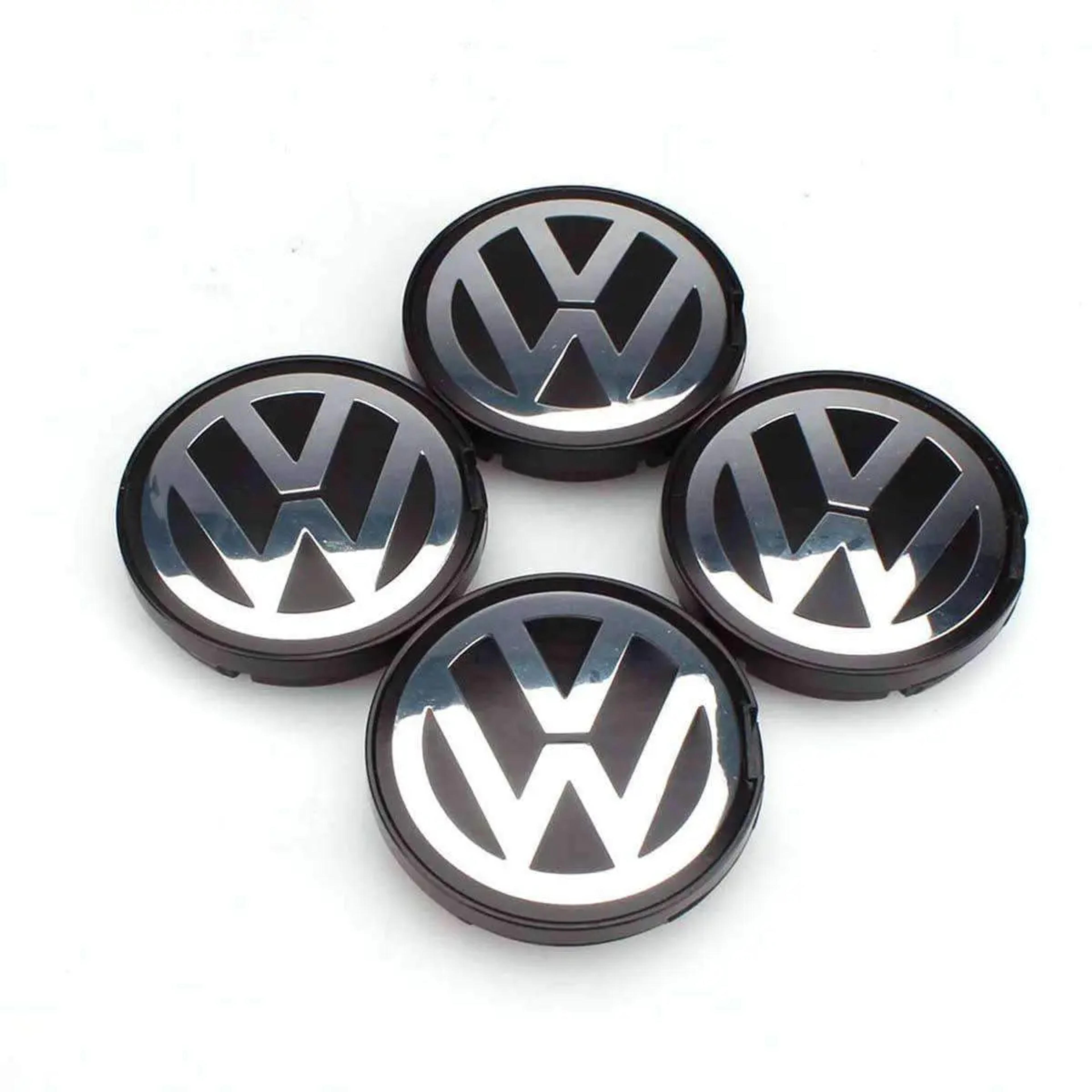 Upgrade Your VW Look with 4pcs 56mm Black & Silver Logo Wheel Hubcaps