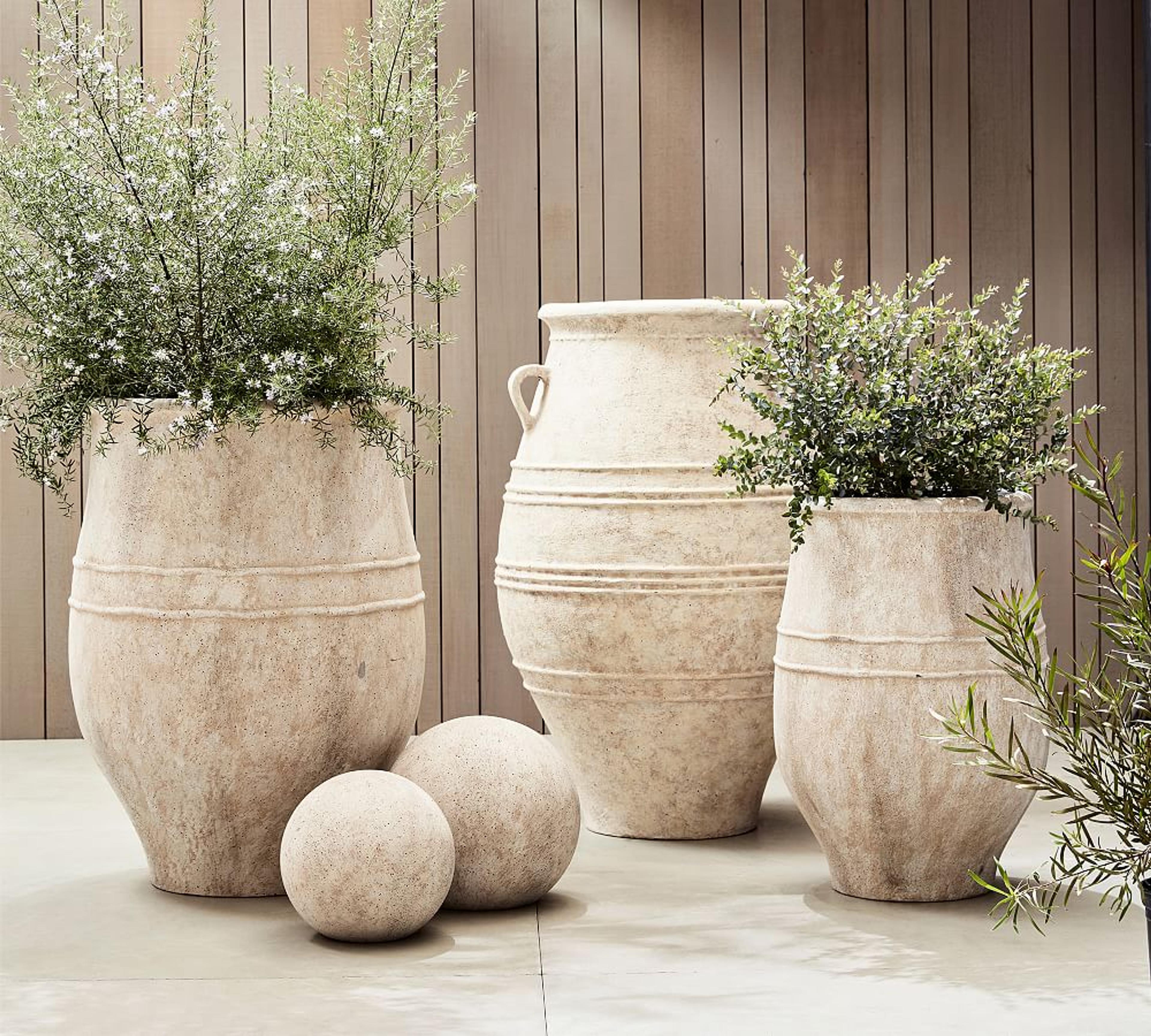 Sienna Cement Outdoor Planters | Pottery Barn