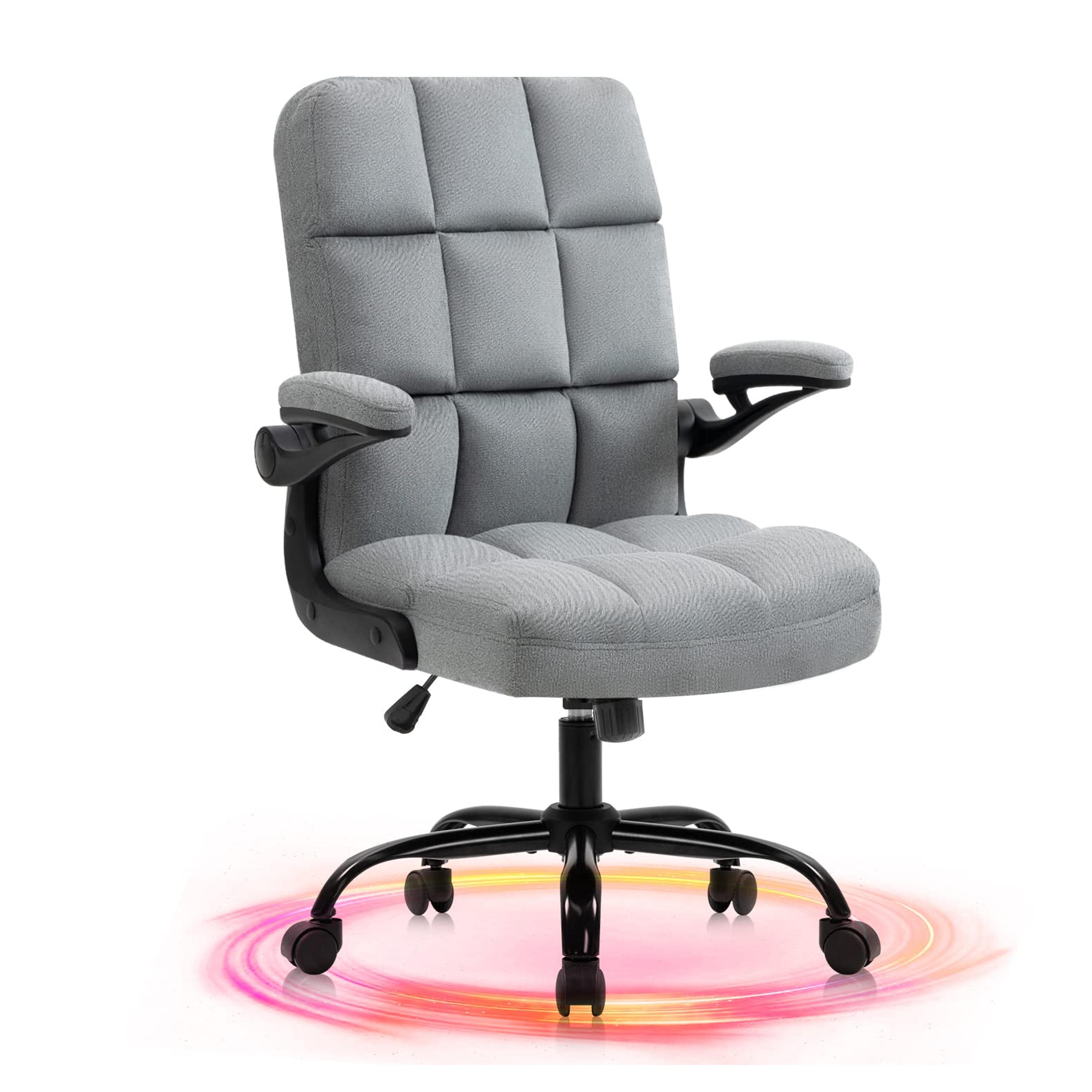 Amazon.com: SEATZONE Home Office Chair Ergonomic Executive Desk Chair Comfortable Computer Chair with Flip-up Arms,Faux Fur Chair with Lumbar Support,Pink : Office Products