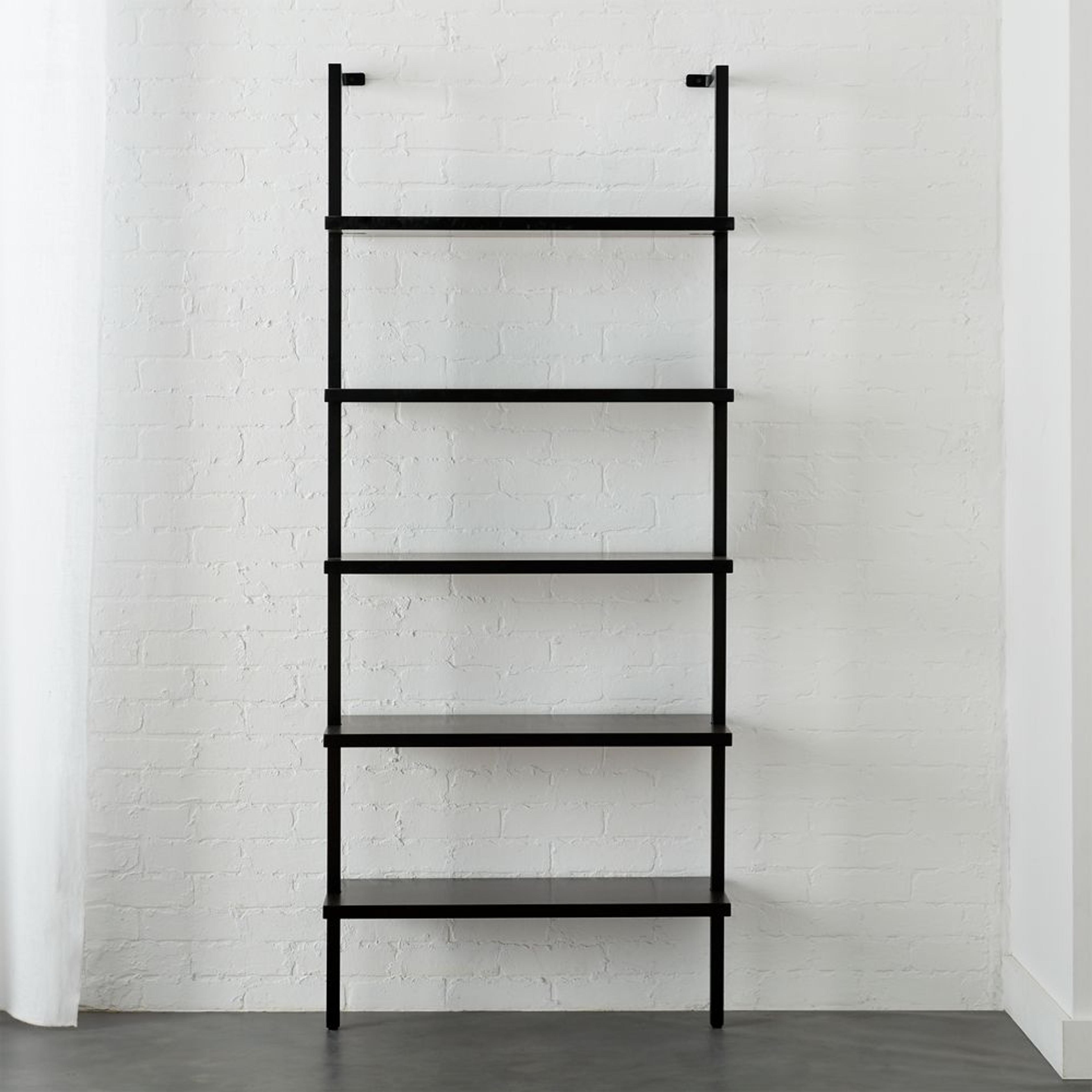 Stairway Black Wall-Mounted Bookcase - 72.5" Height