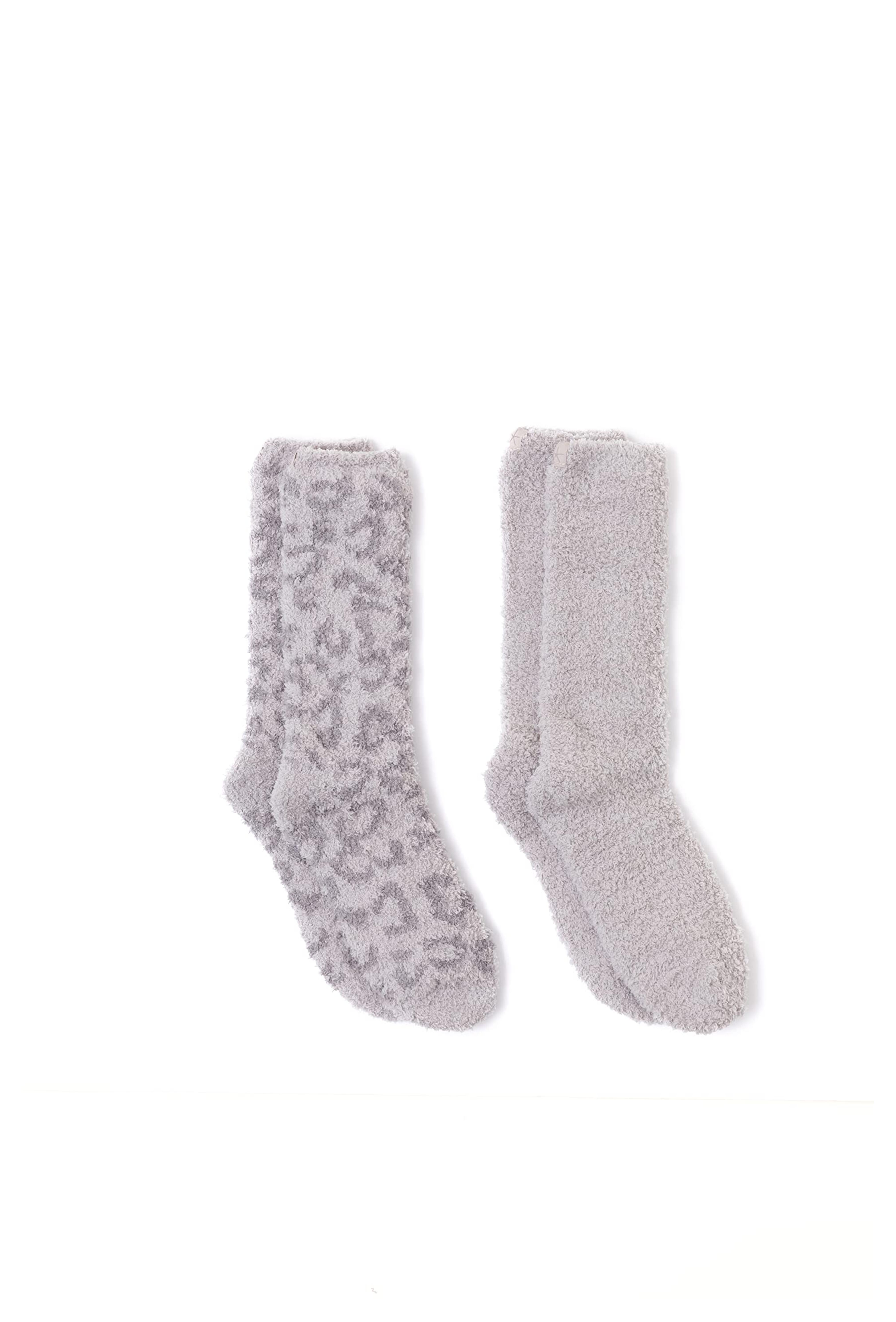 Barefoot Dreams CozyChic Women’s Barefoot in the Wild 2 Pair Sock Set-Crew Socks Plush Socks, Loungewear