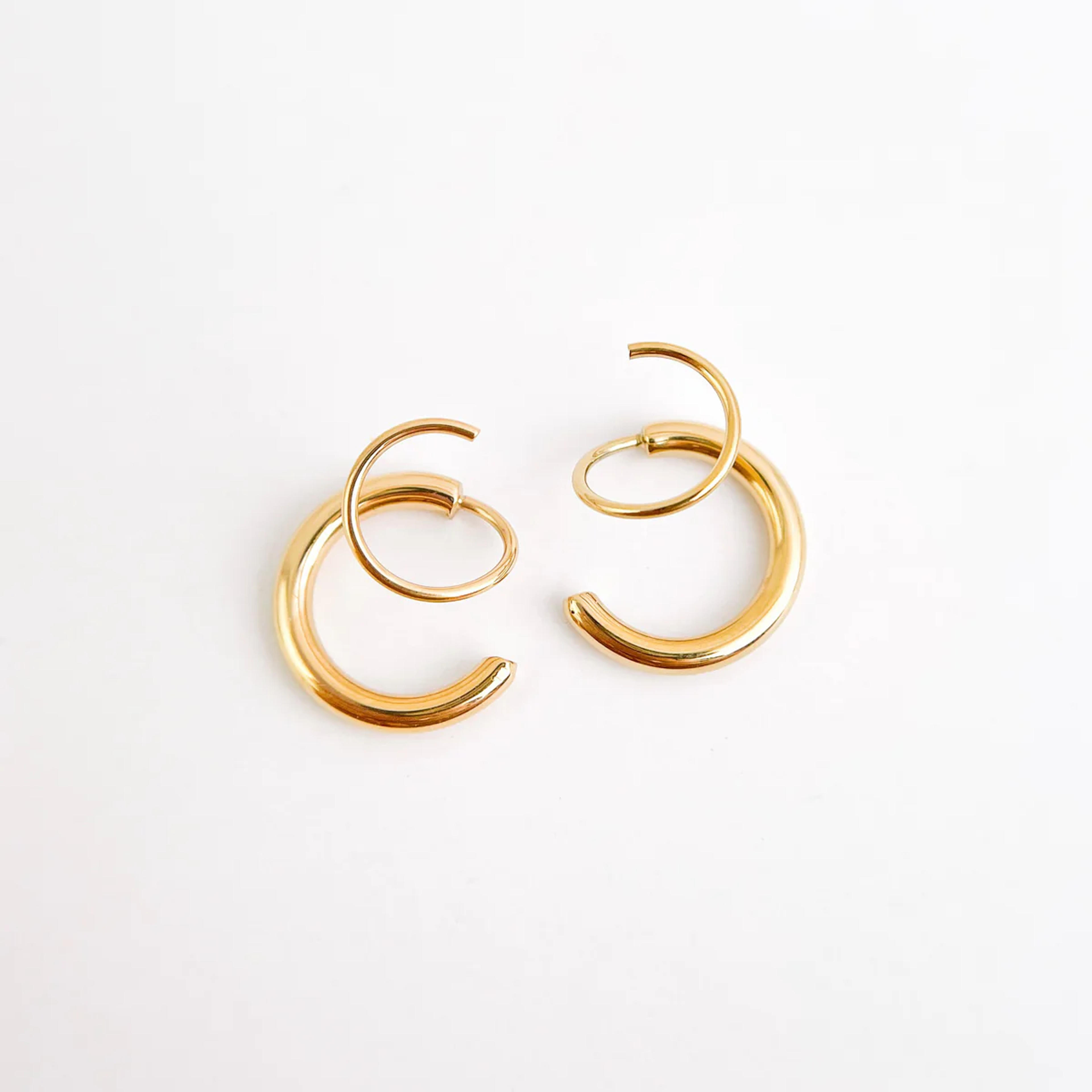 Aria Faux Double Hoop Earrings in Gold